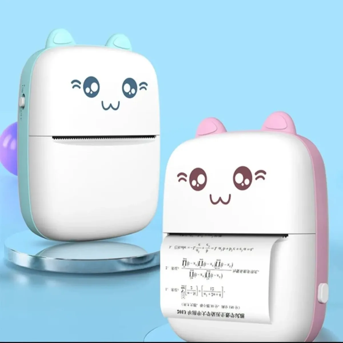 GENERICO - Mini Impresora térmica portatil kawai Bluetooth Azul