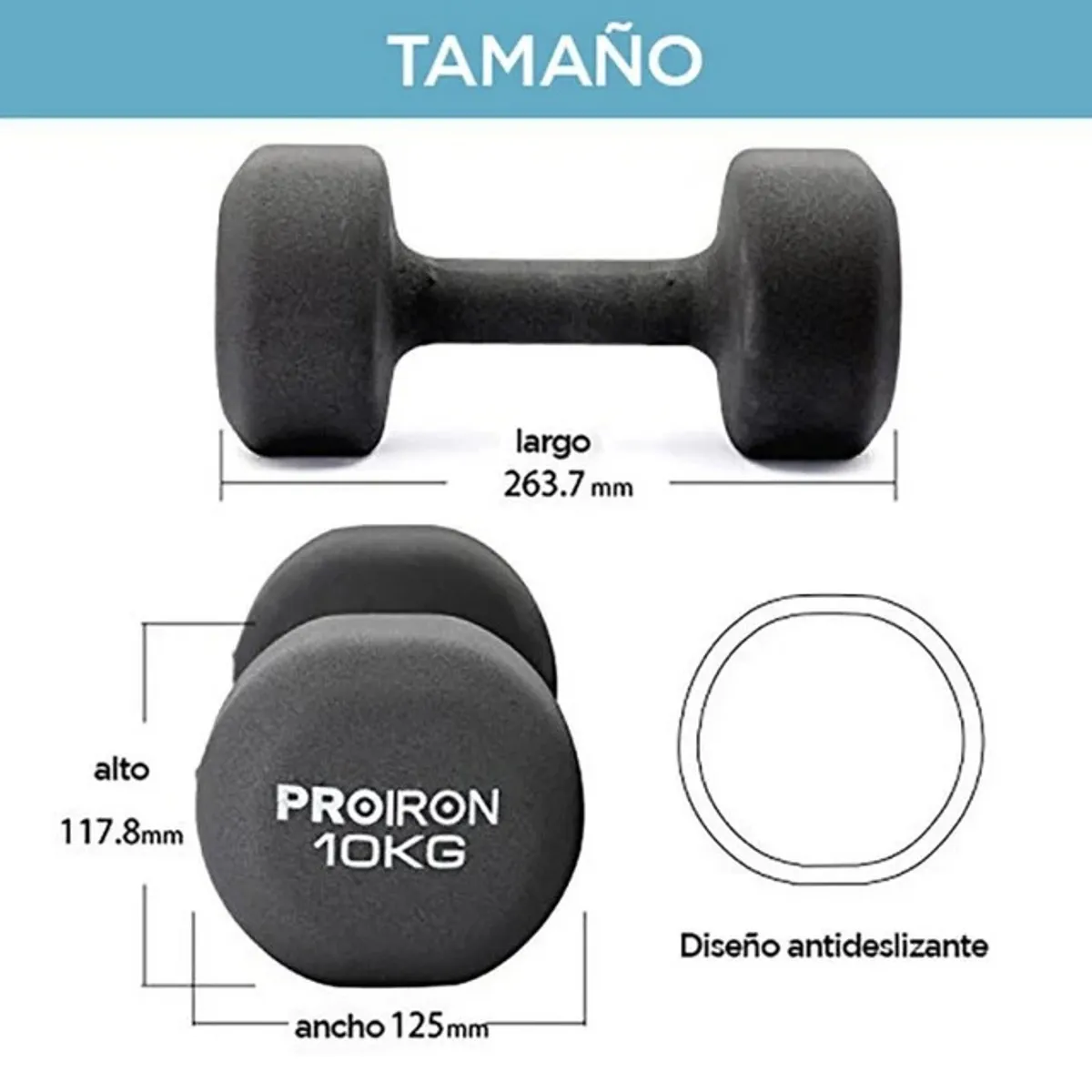 PROIRON - Par de Mancuernas de Neopreno 10KG Negro
