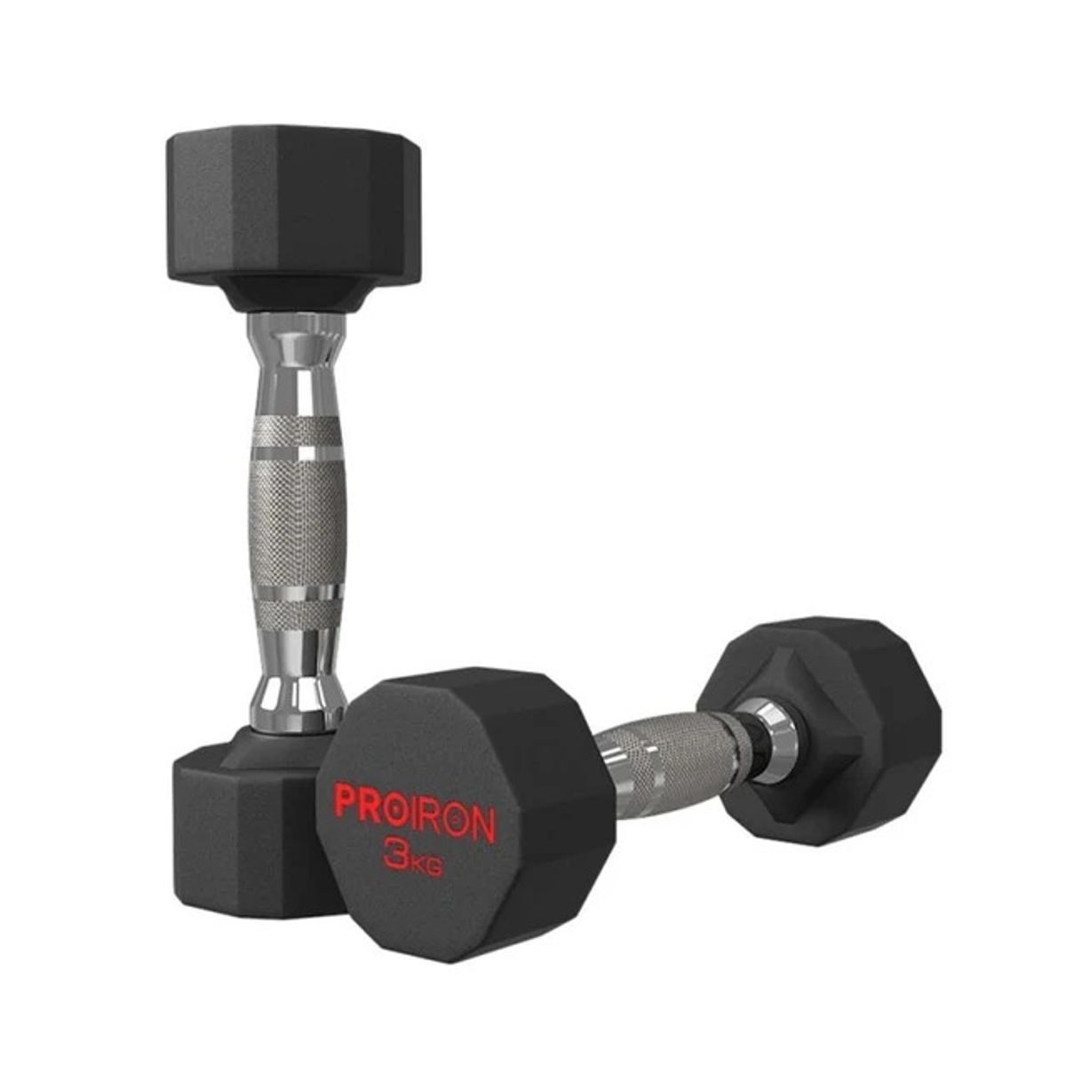 PROIRON - Par de Mancuernas Dodecagonales de Caucho 3KG