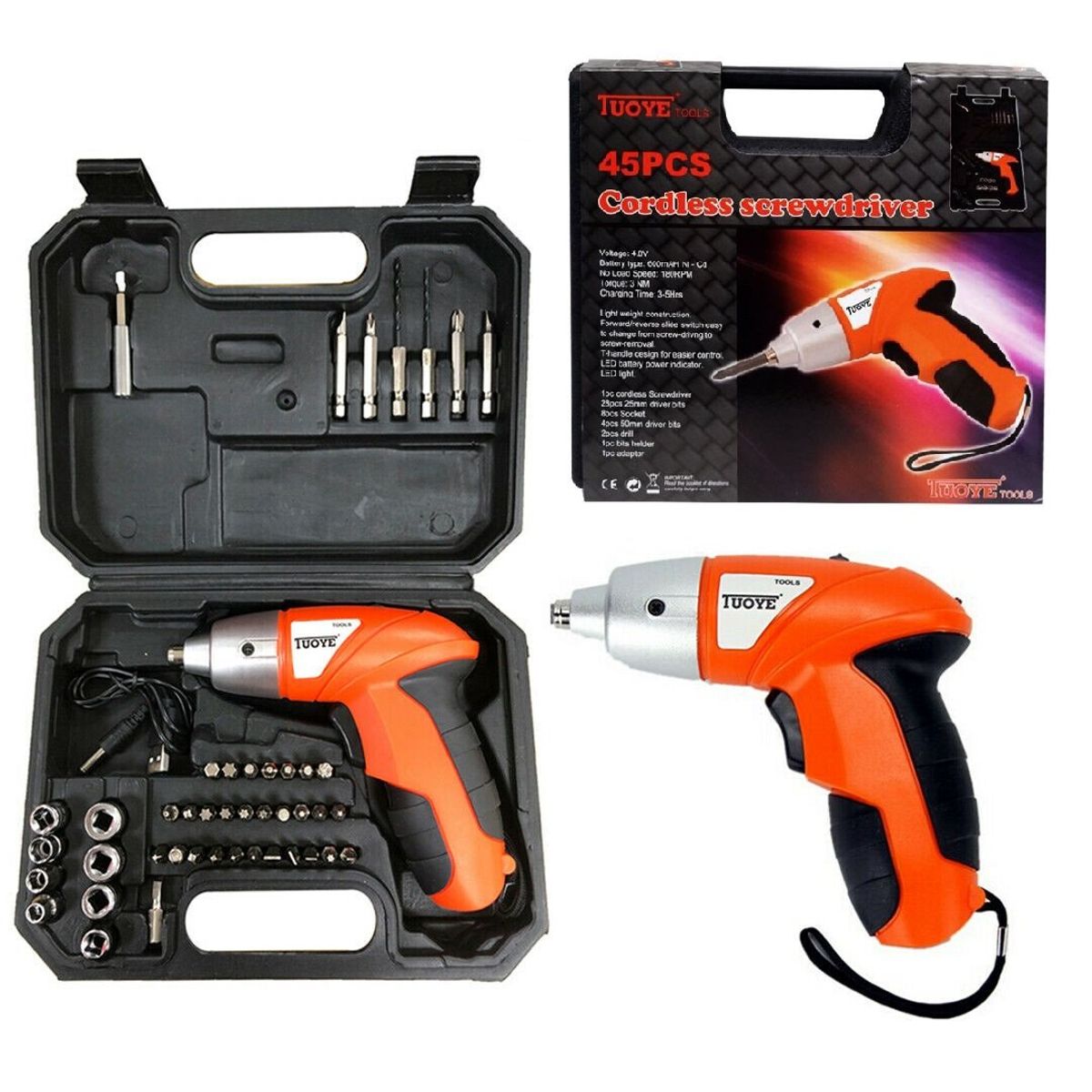 Estuche de taladro recargable con 45 piezas, marca GENERICO - Foto 2
