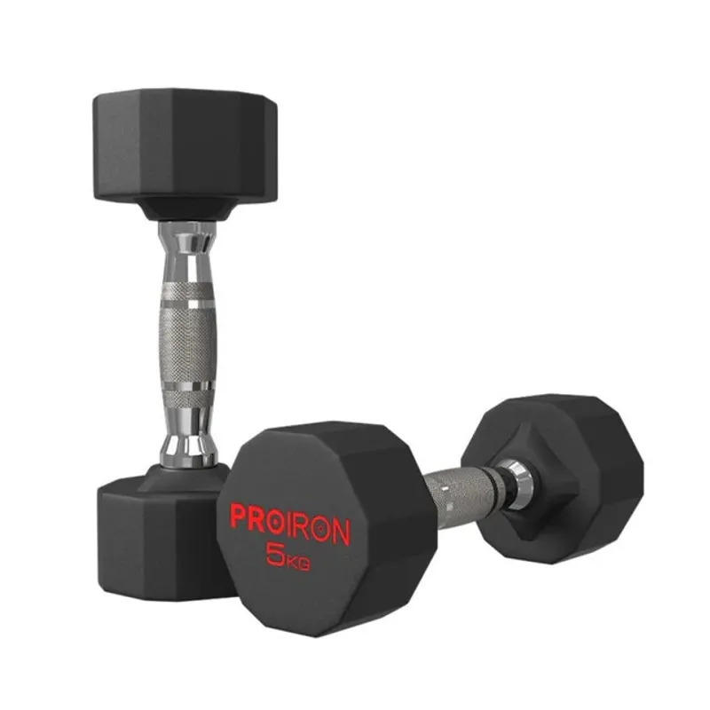 PROIRON - Par de Mancuernas Dodecagonales de Caucho 5KG