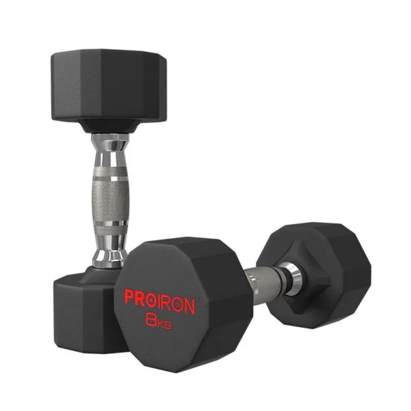 PROIRON - Par de Mancuernas Dodecagonales de Caucho 8KG