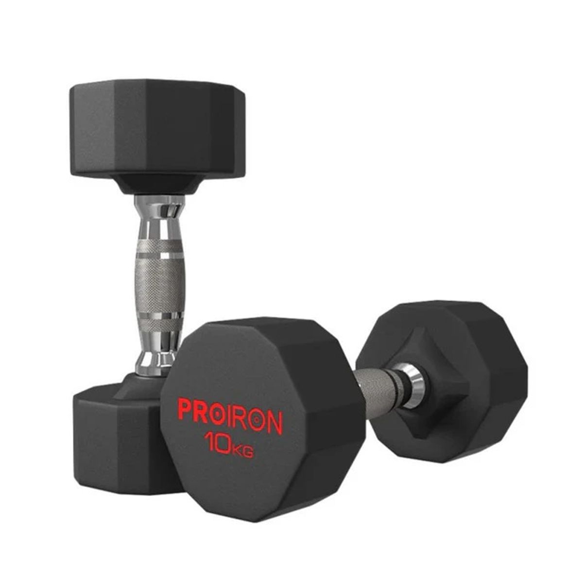 PROIRON - Par de Mancuernas Dodecagonales de Caucho 10KG
