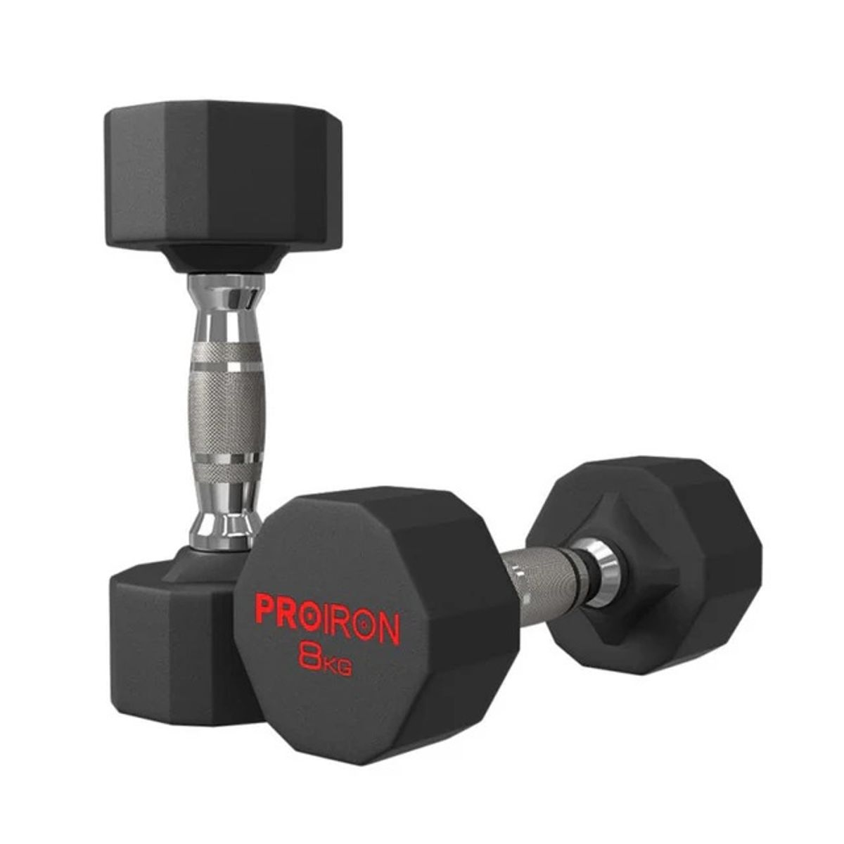 PROIRON - Par de Mancuernas Dodecagonales de Caucho 10KG