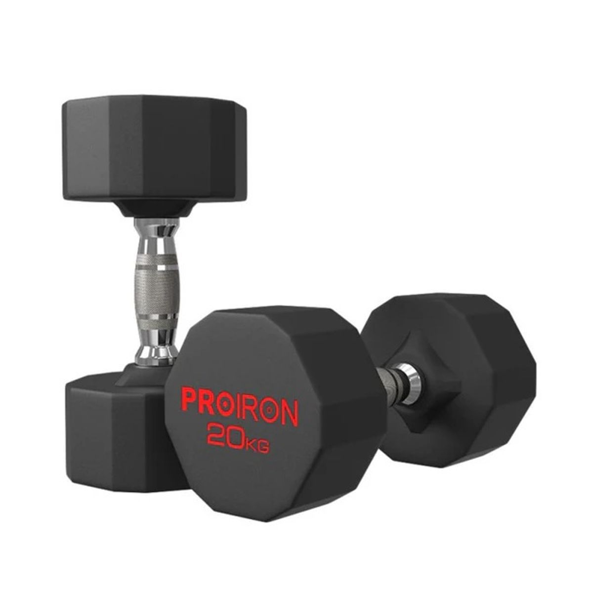 PROIRON - Par de Mancuernas Dodecagonales de Caucho 20 KG