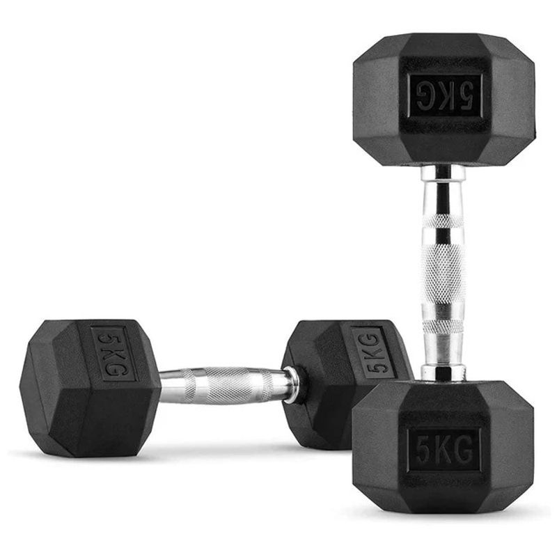 PROIRON - Par de Mancuernas Hexagonales de Caucho 5KG