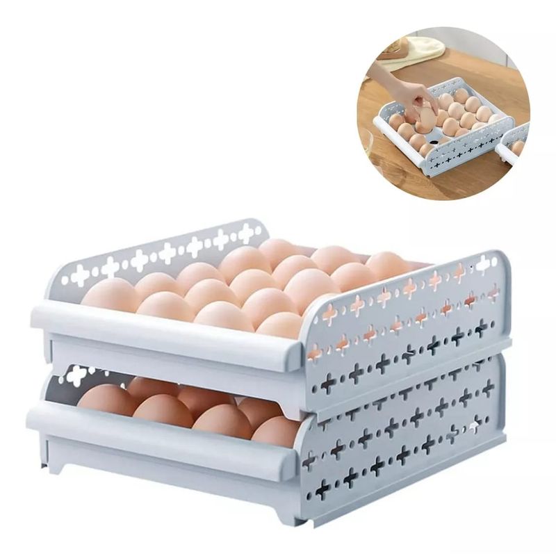 GENERICO - HUEVERA ORGANIZADOR CONTENEDOR PORTA HUEVOS 2 NIVELES