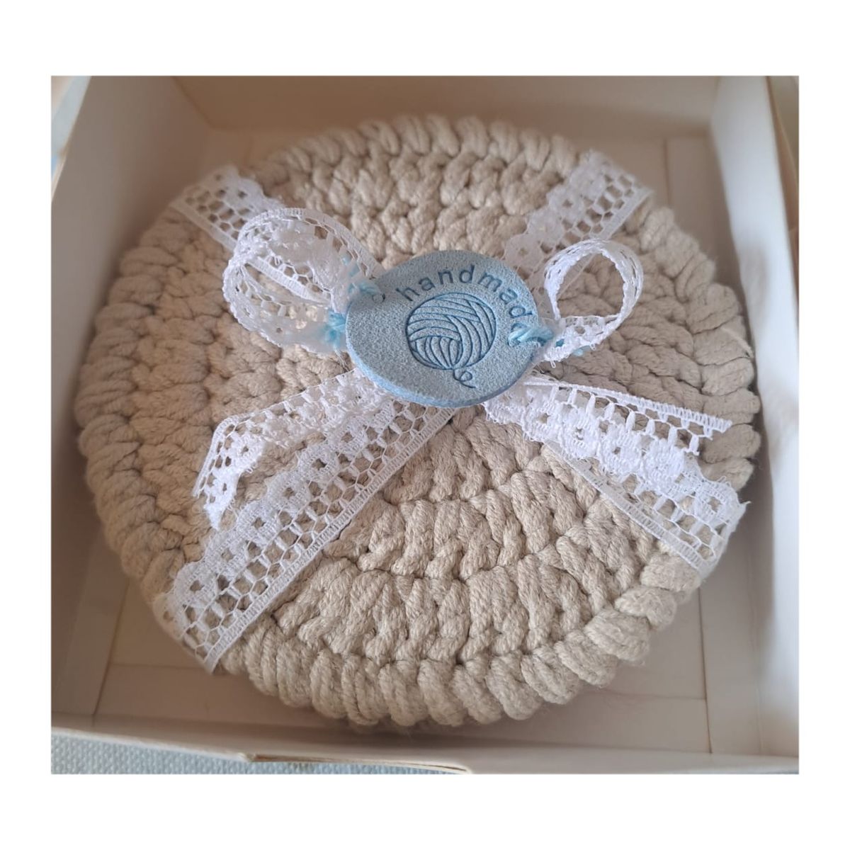 GENERICO - Set de 4 Posavasos Beige Claro de Lana Delicada