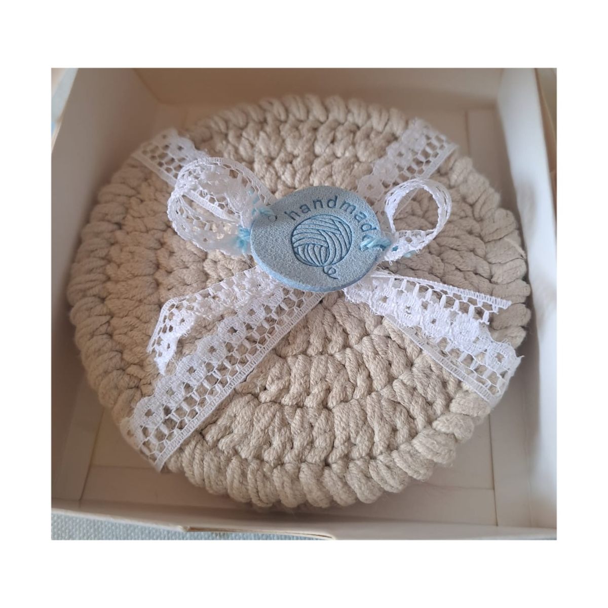 GENERICO - Set de 4 Posavasos Beige Claro de Lana Delicada