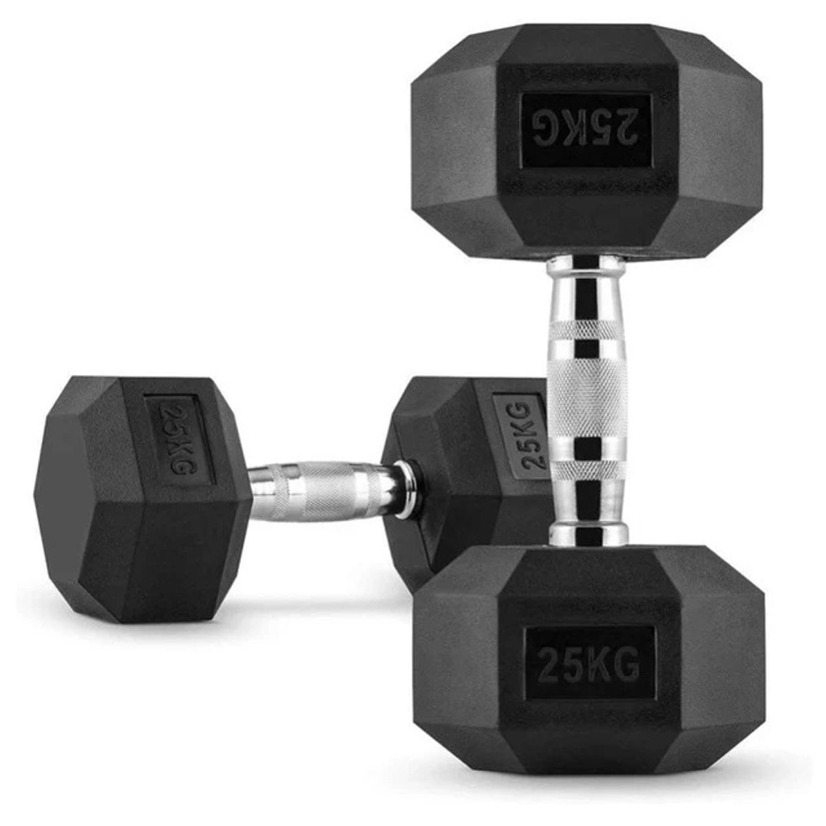 PROIRON - Par de Mancuernas Hexagonales de Caucho 25 KG