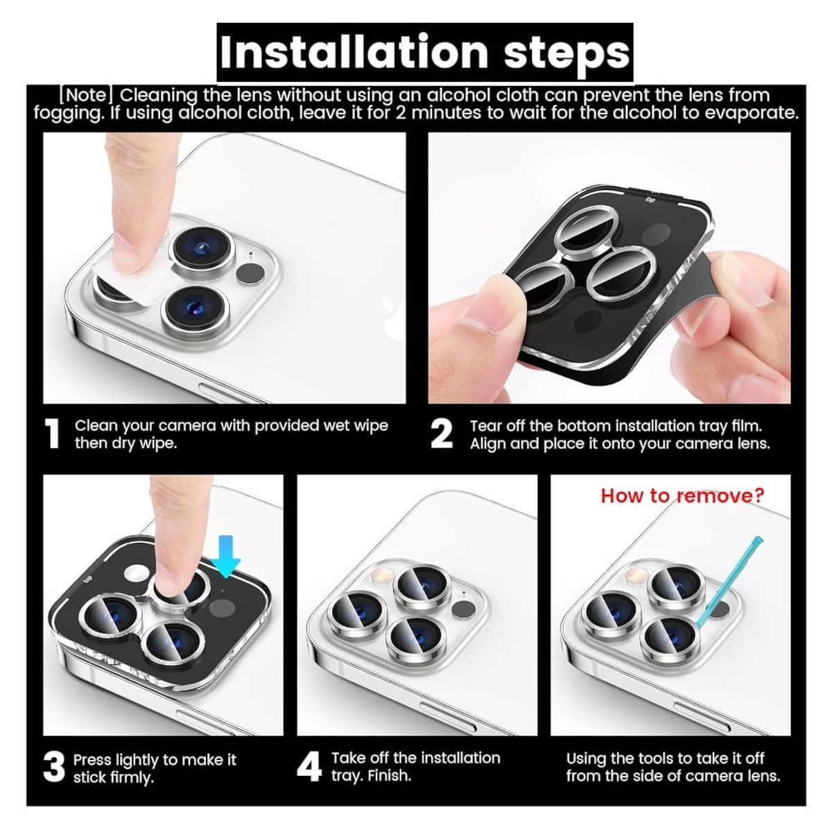 GENERICO - Protector de Cámara Metálico Compatible con iPhone 15 ProMax 15Pro Pur