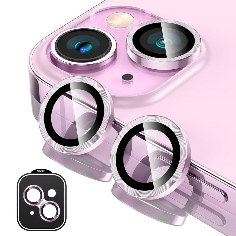 GENERICO - Protector de Cámara Metálico Compatible con iPhone 15-15 Plus Purple