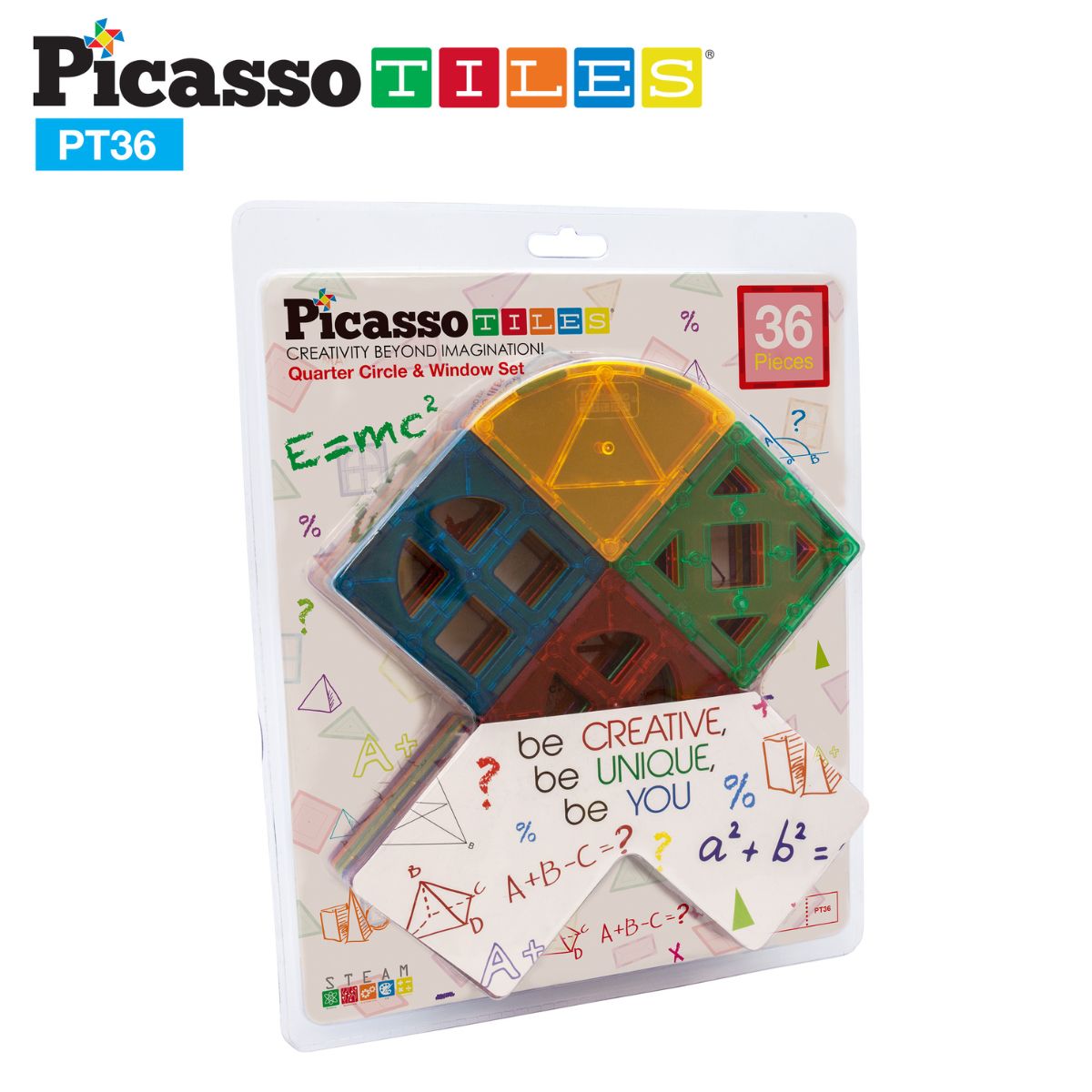 PICASSO TILES - Juego de Bloques Magnéticos con ventanas y semi circulos de 36 piezas