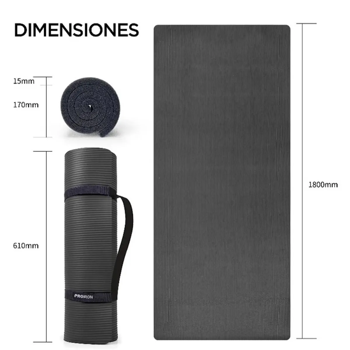 PROIRON - Mat de Pilates de 15mm Negro