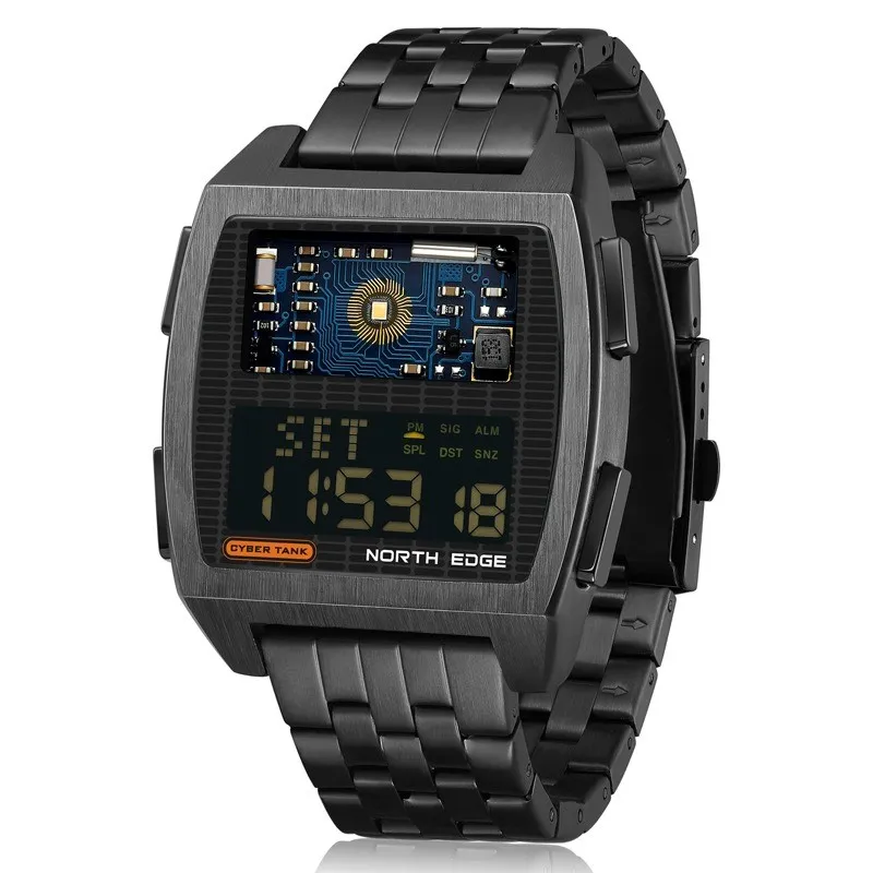 NORTH EDGE - Reloj Digital North Edge CYBER TANK Acero Inoxidable