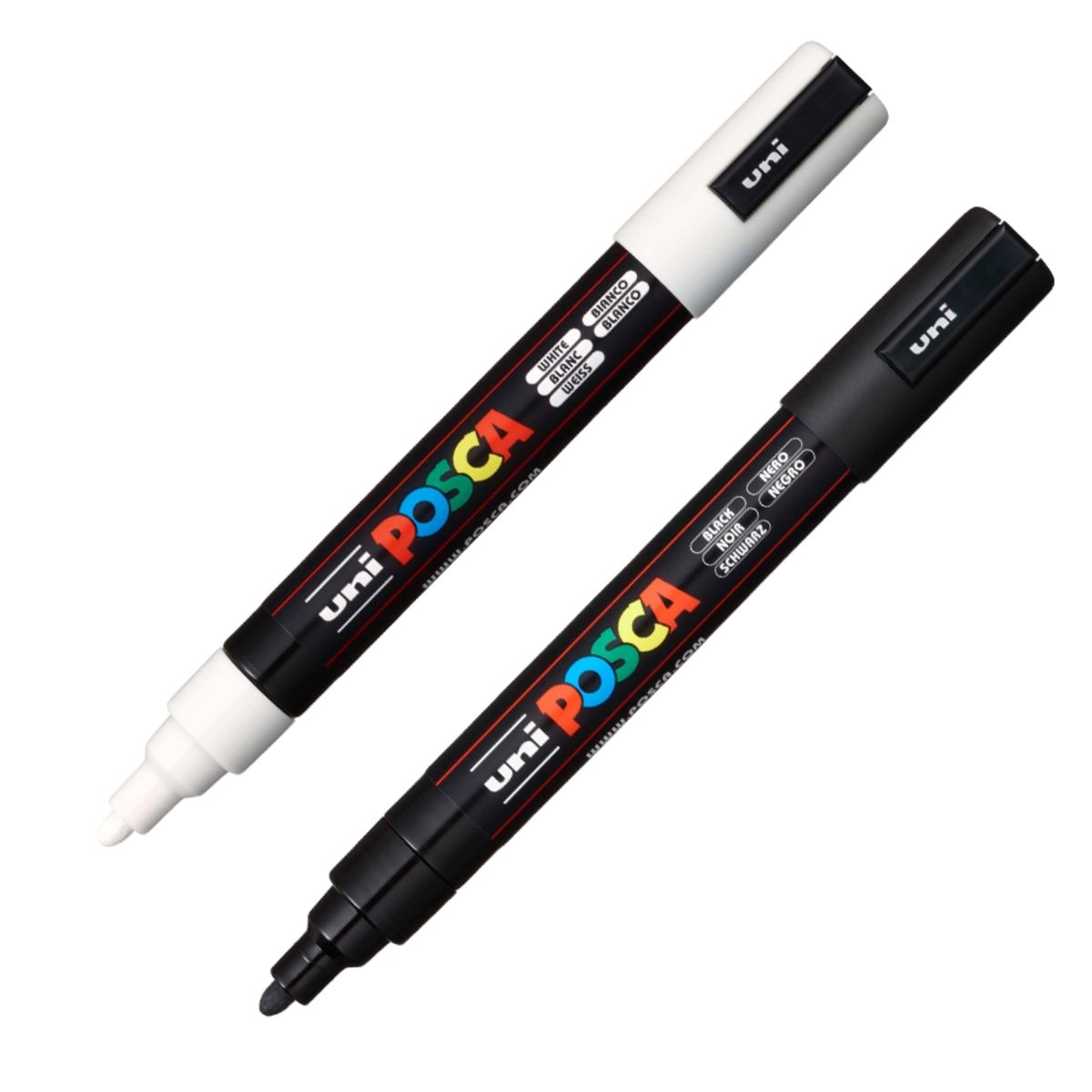 POSCA - POSCA Marcador PC-5M Blanco + Negro Pack x 2