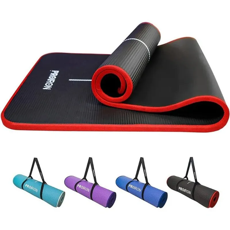 PROIRON - Mat de Yoga de 10mm Negro y Rojo