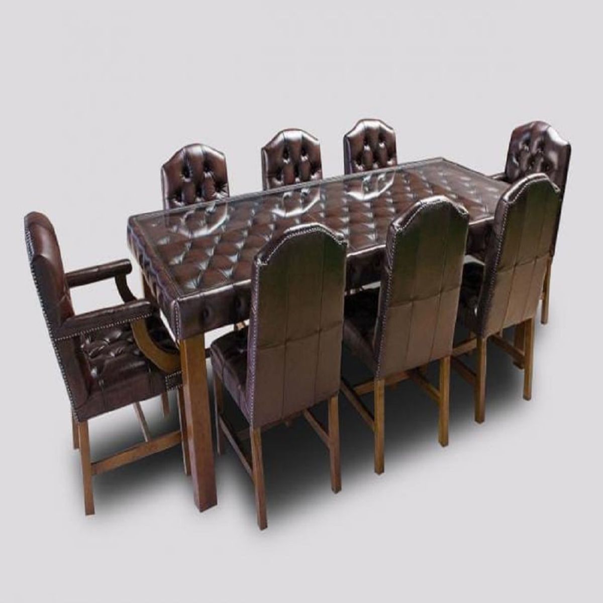 DMUEBLES - DM COMEDOR CHESTERFIELD DELUXE + 8 SILLAS - MARRÓN MORO