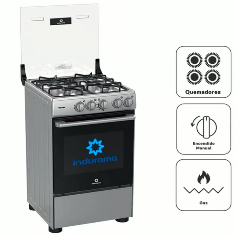 INDURAMA - Cocina a Gas Indurama FONTANA 20" 4 Hornillas Gris