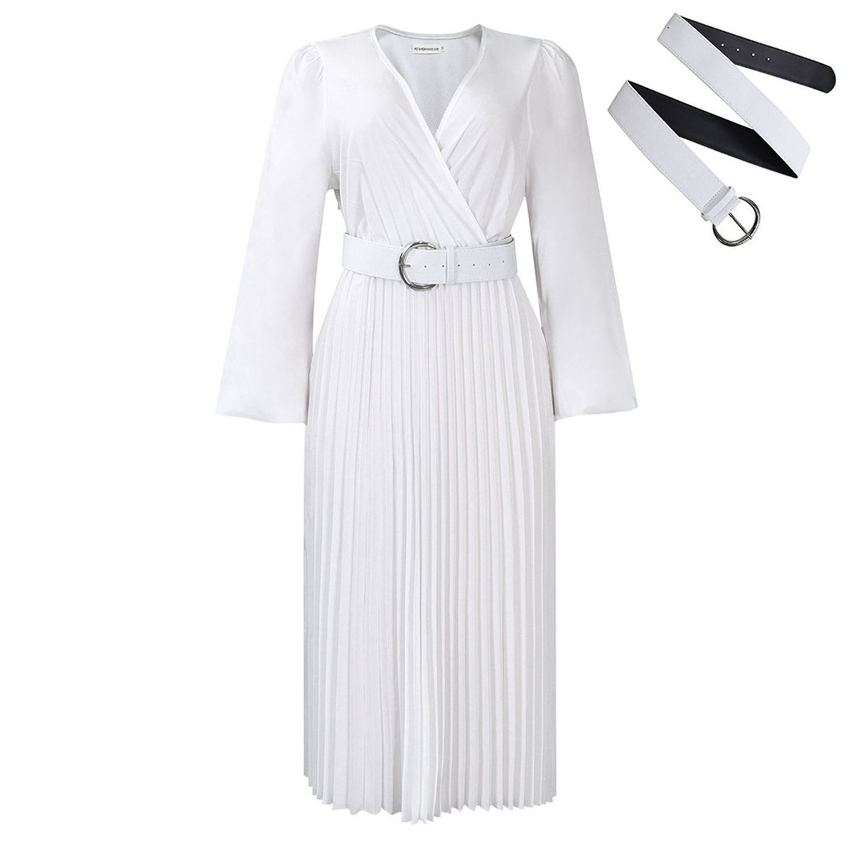 TIOZONEY - Vestido largo de manga larga y cuello en V