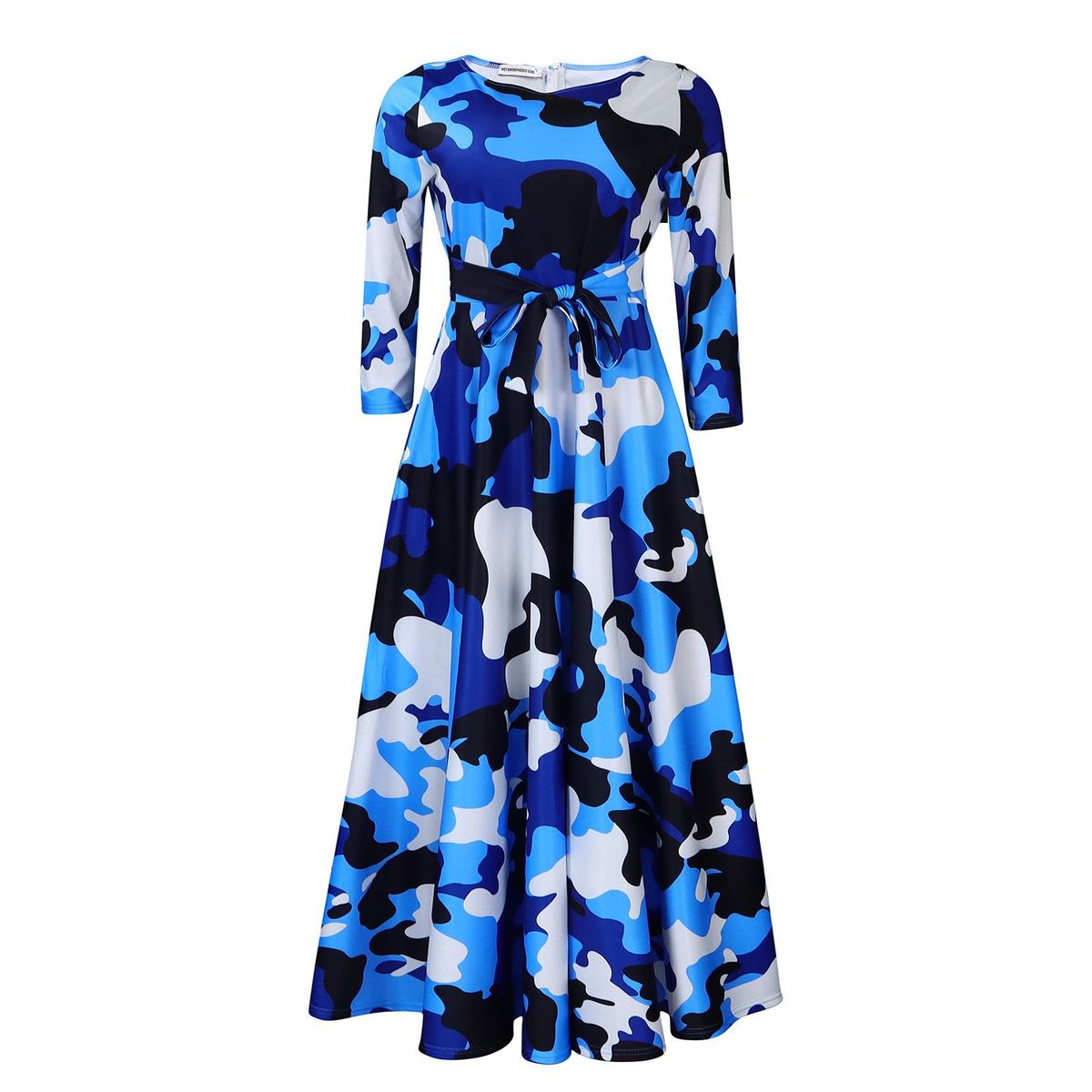 TIOZONEY - Vestido estampado con cordones para mujer