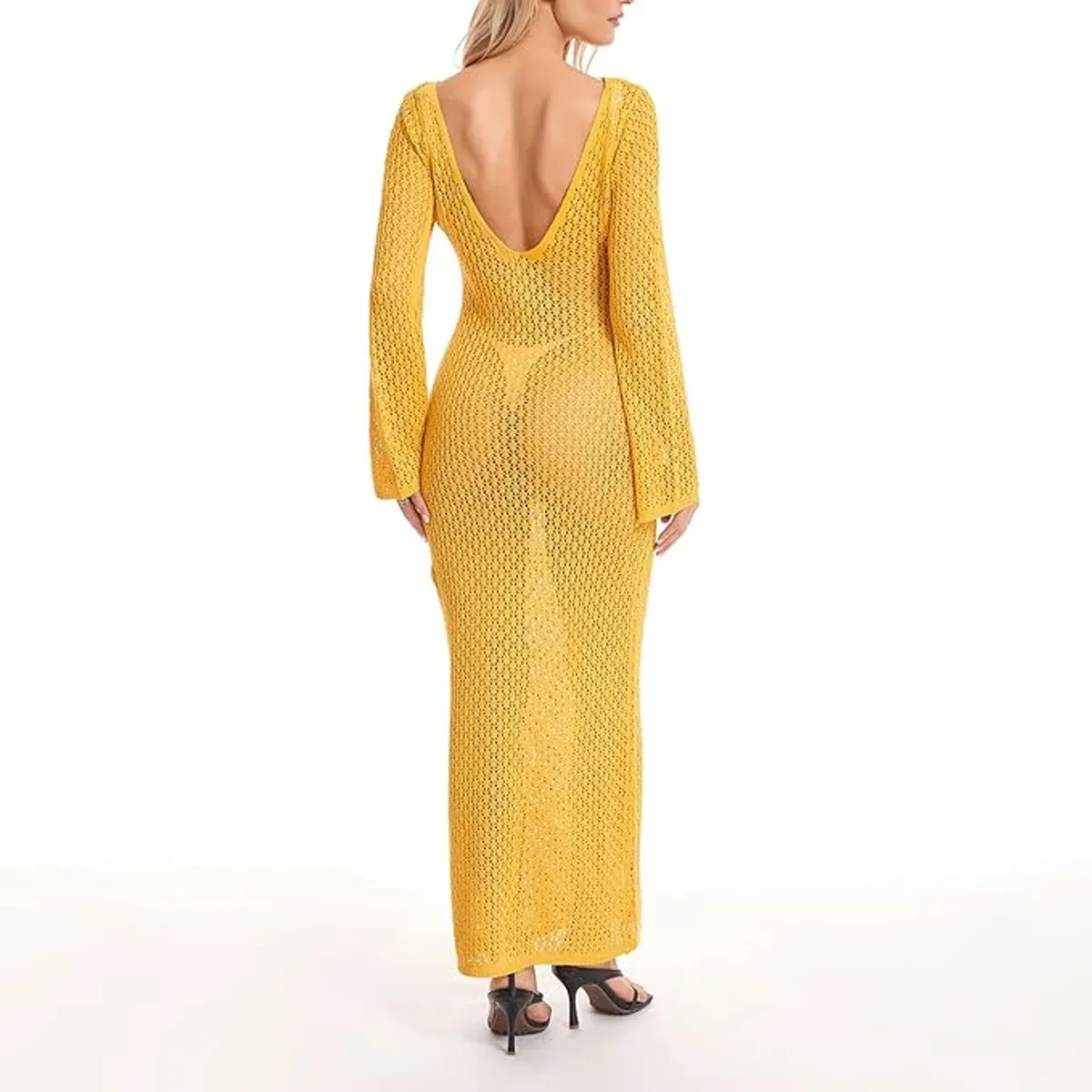 TIOZONEY - Vestidos largos de punto para mujeres - Amarillo
