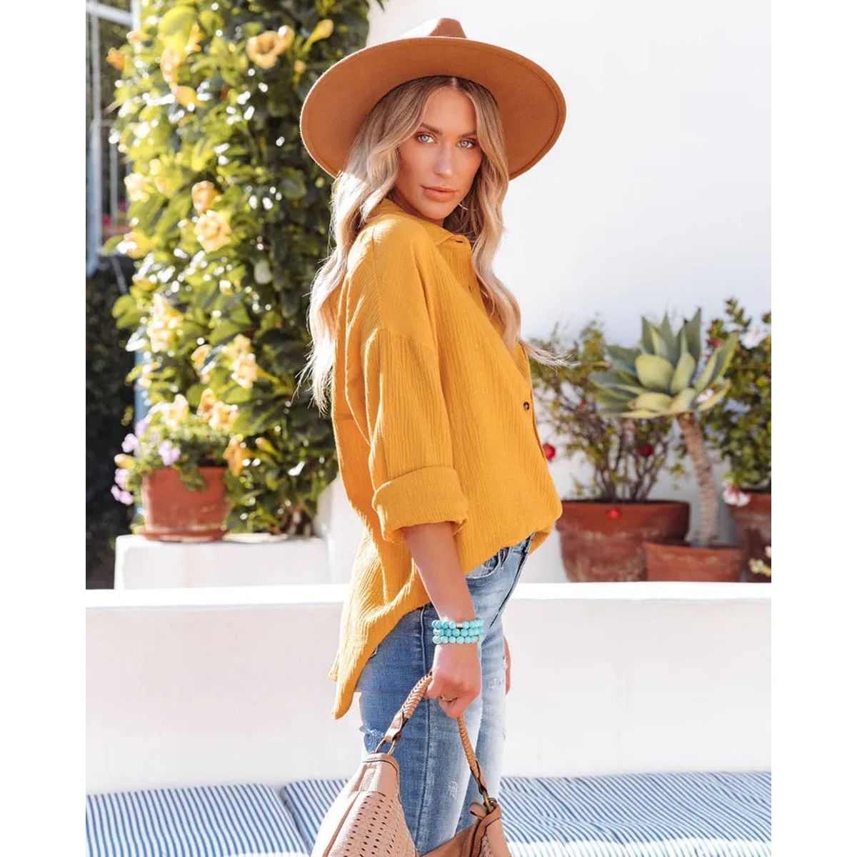 TIOZONEY - Camisa de mujer con cuello en V