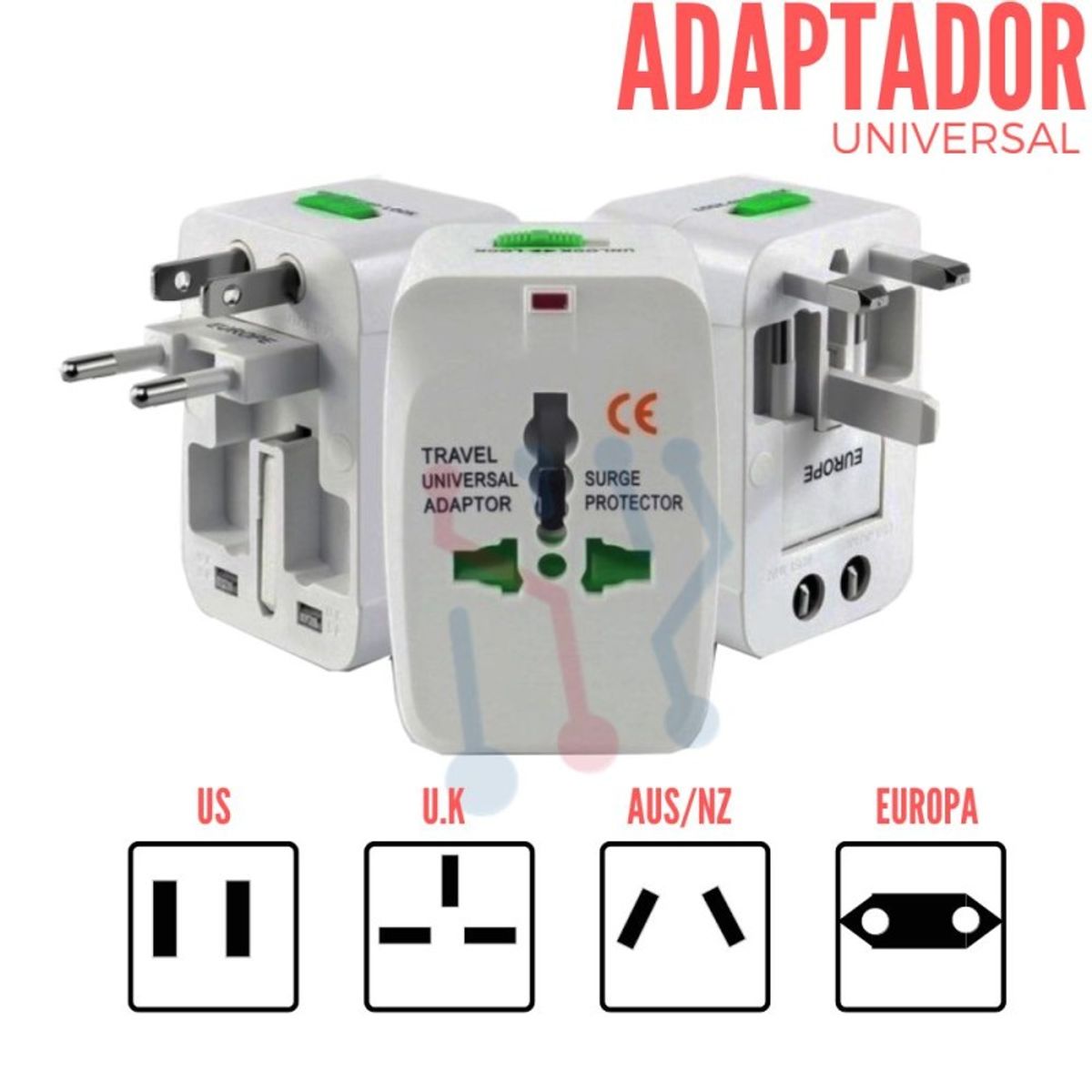 OEM - Adaptador Enchufe Universal Viajero Turismo 110V 220V