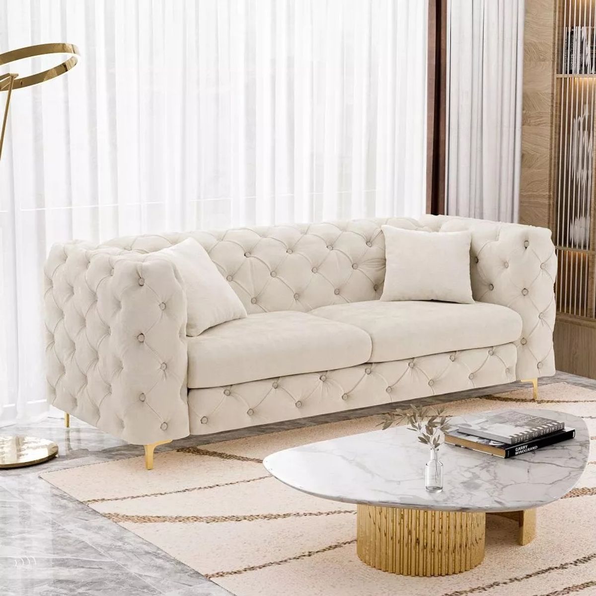 DMUEBLES - DM SOFÁ CHESTERFIELD DELUXE - BLANCO