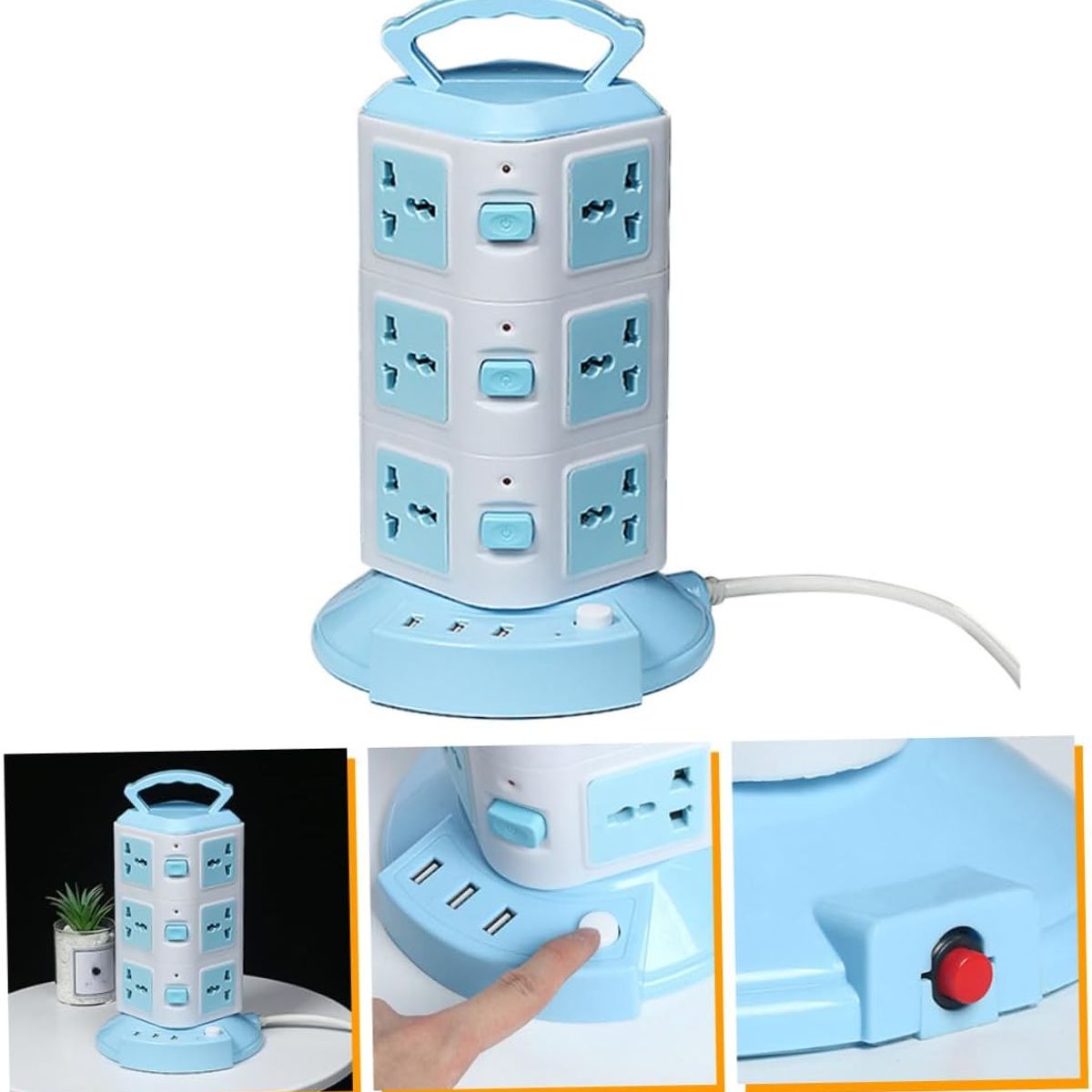 OEM - Torre Vertical Multifuncional 3 Niveles (12 Conexiones) y 3 Puerto USB