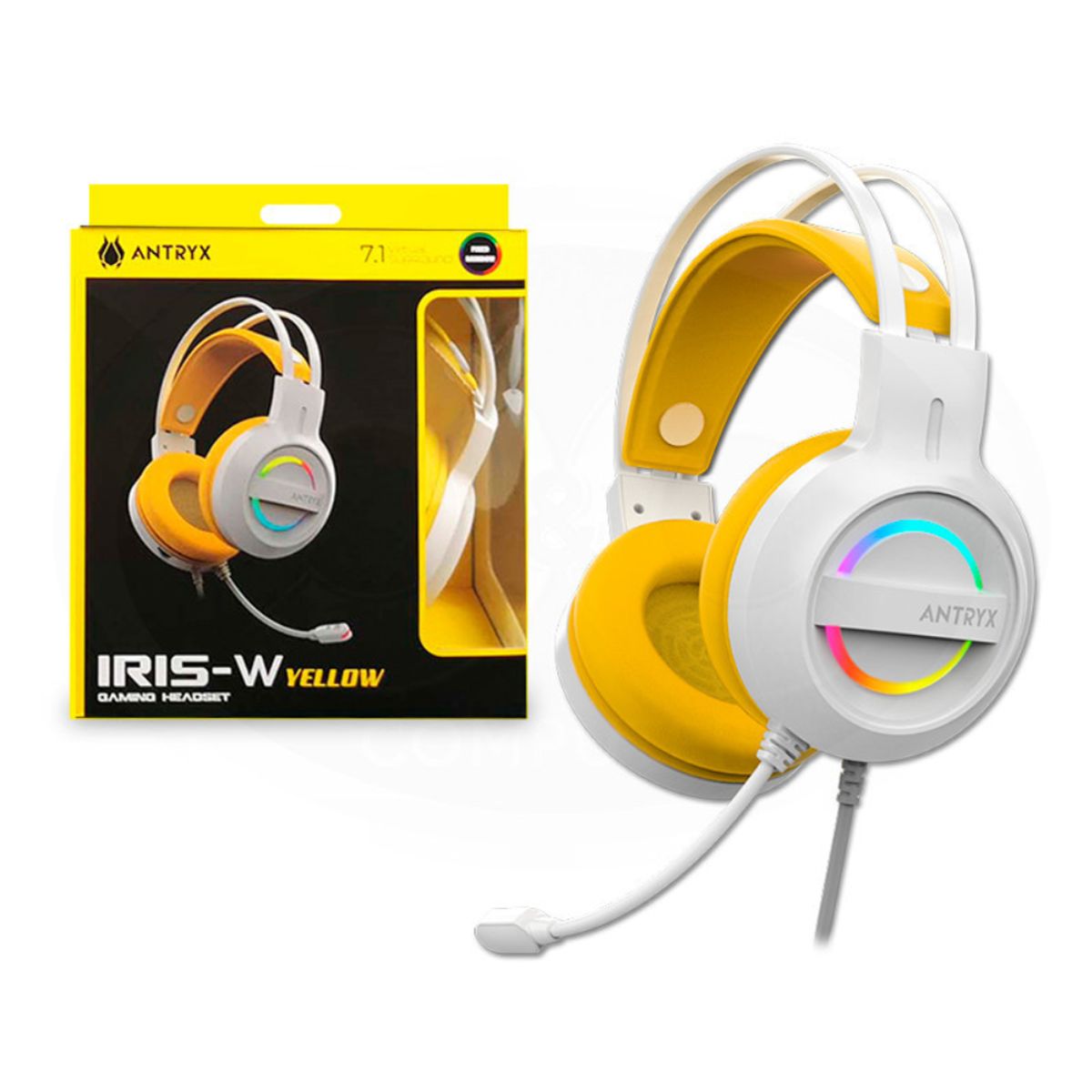 ANTRYX - AURICULAR ANTRYX IRIS-W YELLOW, 7.1 VIRTUAL SURROUND, USB, RAINBOW
