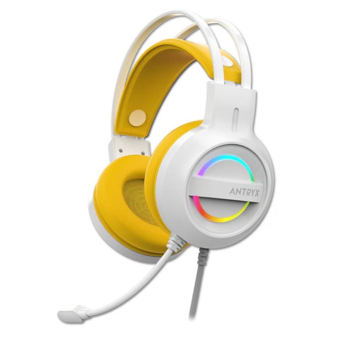 ANTRYX - AURICULAR ANTRYX IRIS-W YELLOW, 7.1 VIRTUAL SURROUND, USB, RAINBOW