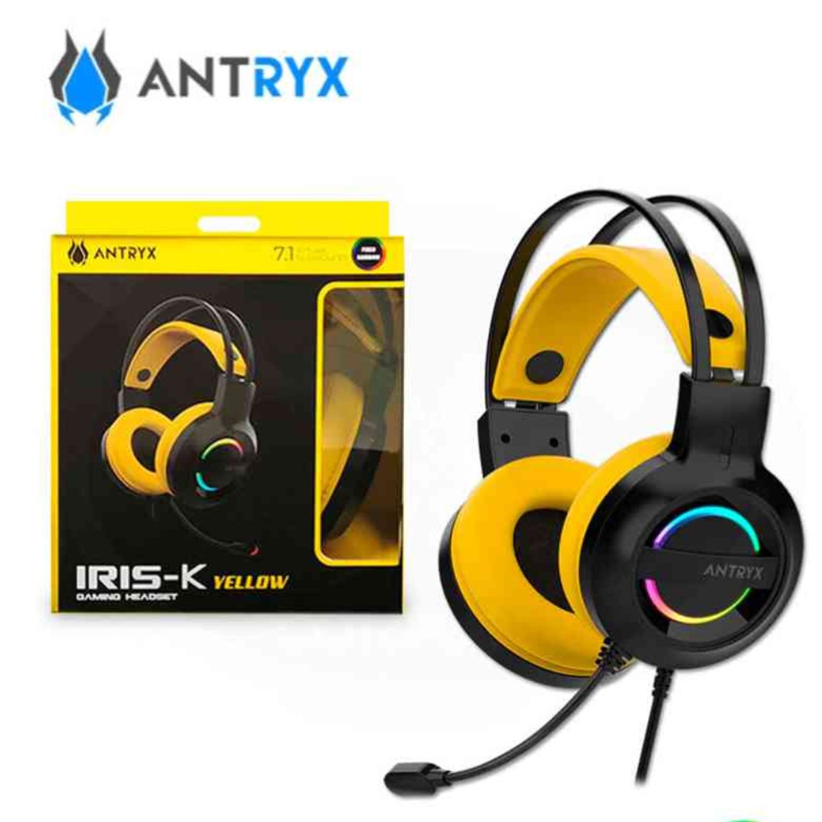 ANTRYX - AUDIFONO ANTRYX IRIS-K YELLOW, 7.1 VIRTUAL SURROUND, USB, RAINBOW
