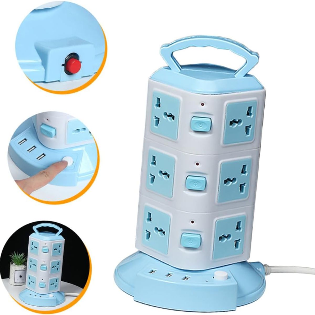 OEM - Torre Vertical Multifuncional 3 Niveles (12 Conexiones) y 3 Puerto USB