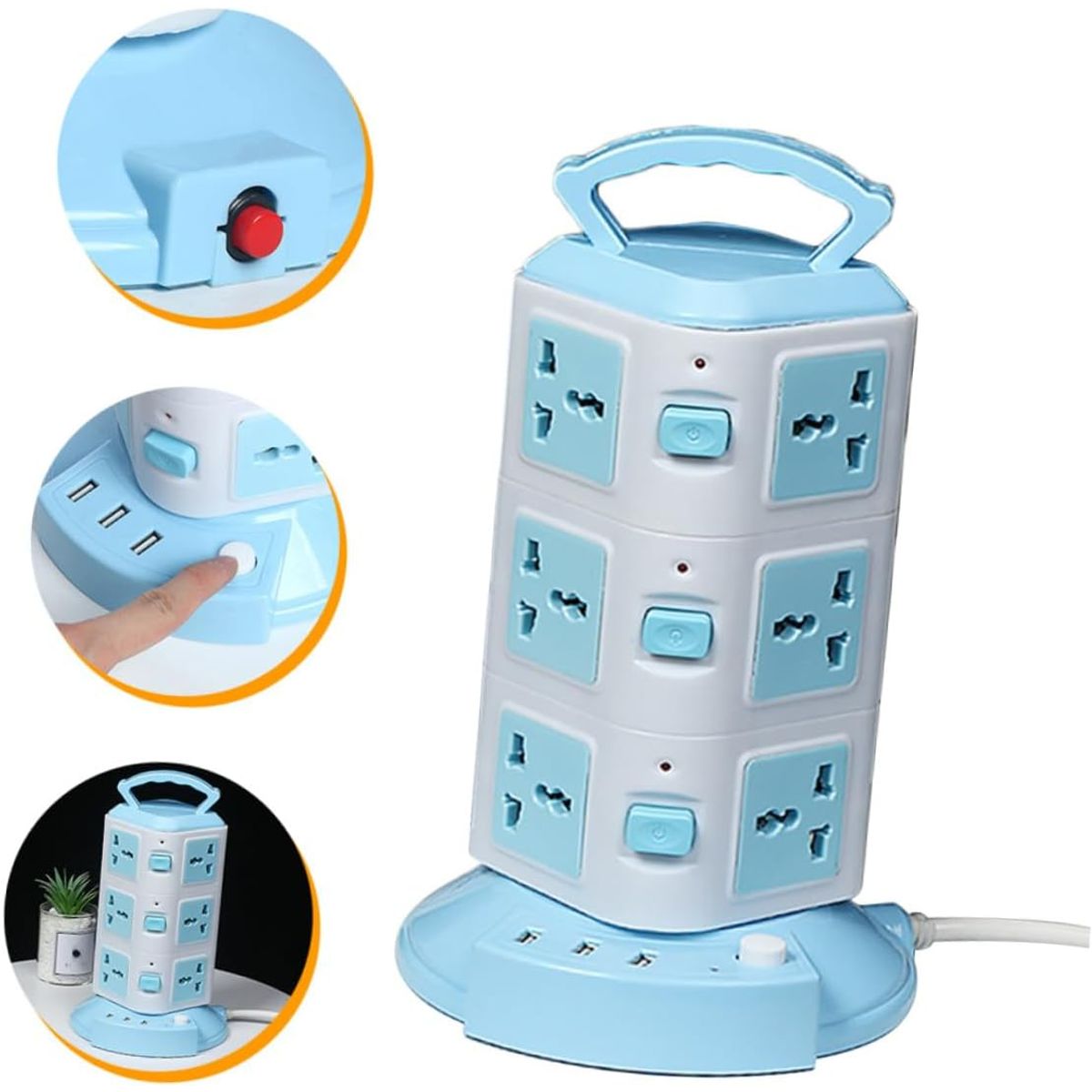 OEM - Torre Vertical Multifuncional 3 Niveles (12 Conexiones) y 3 Puerto USB