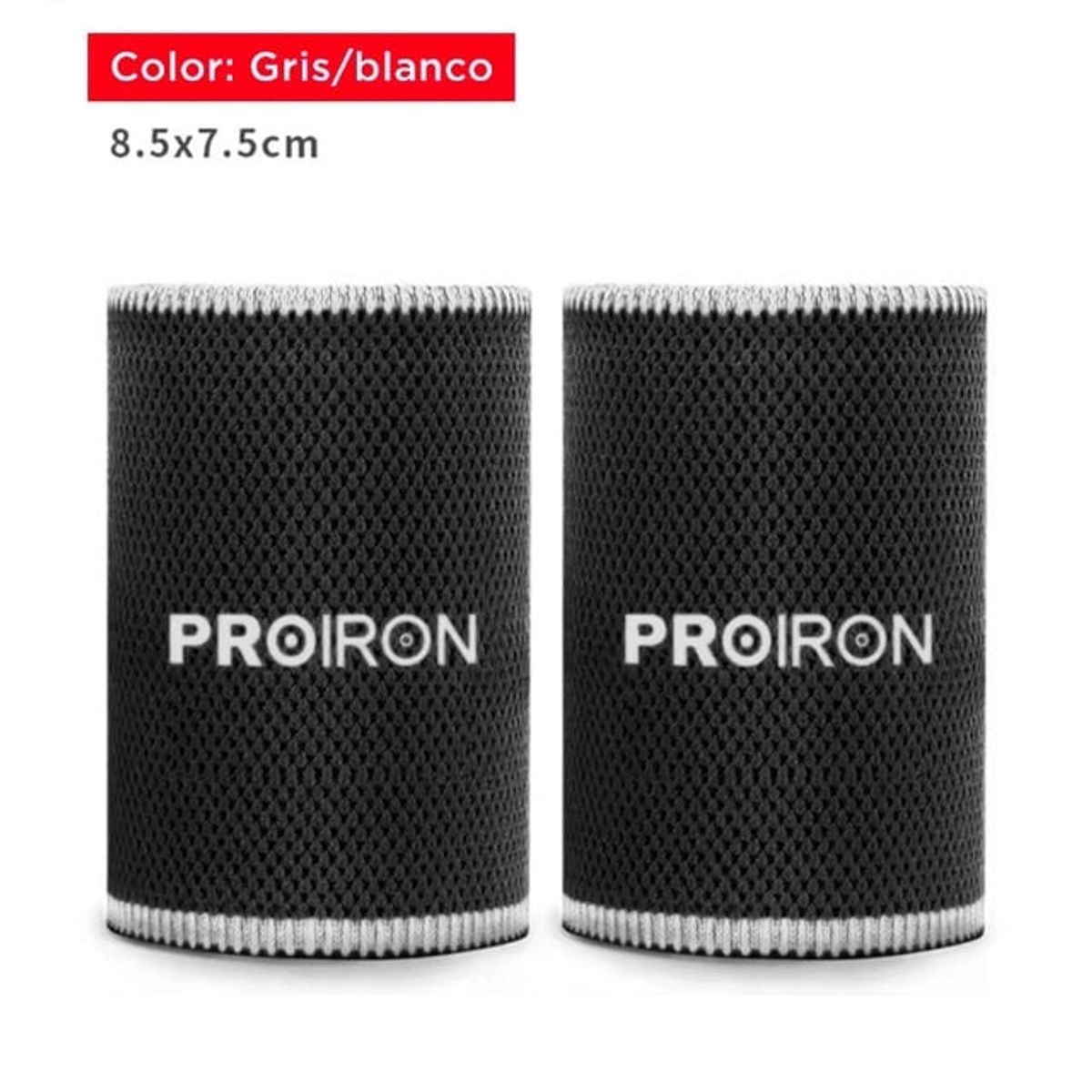PROIRON - Muñequera Deportiva de Fibra Refrescante Gris con Blanco