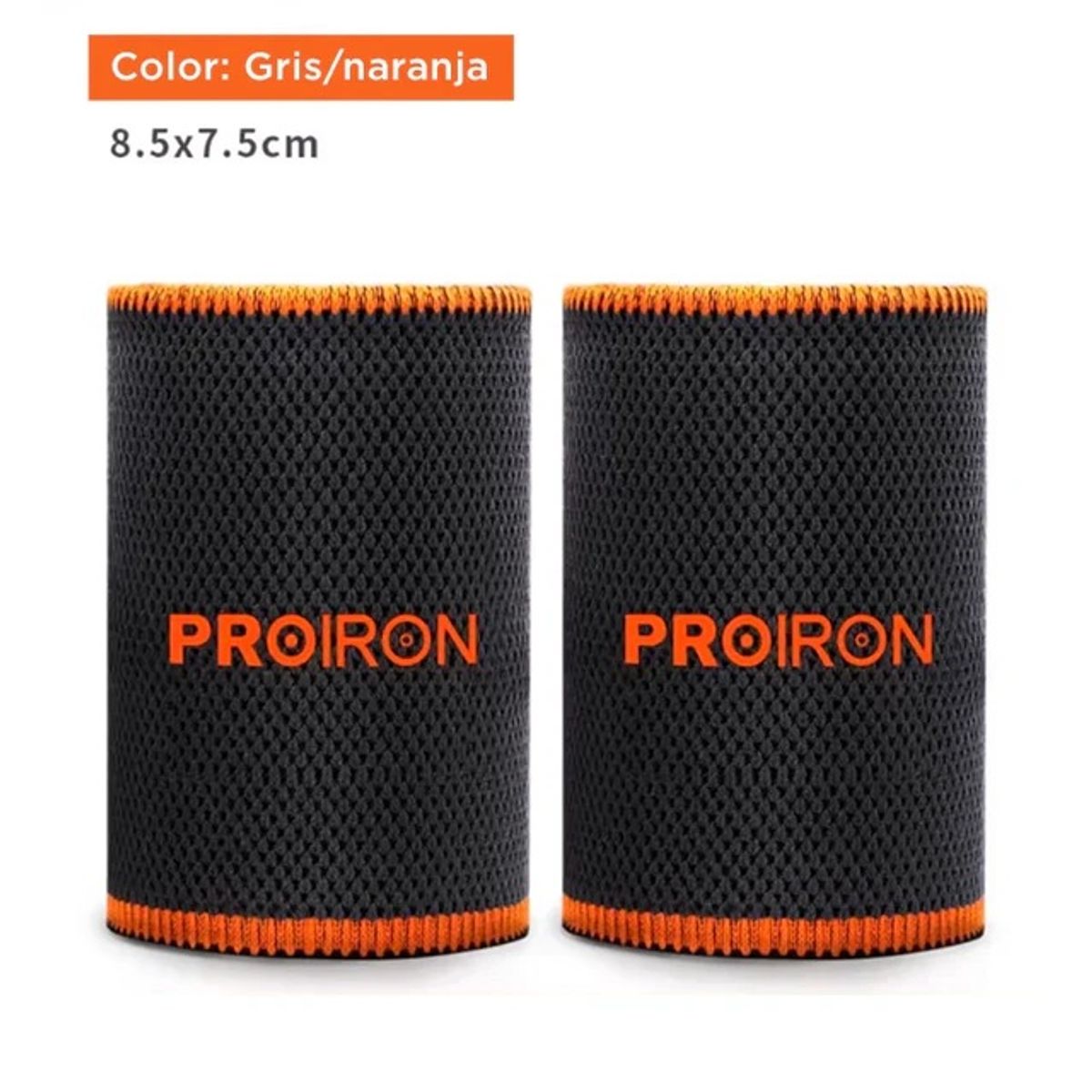 PROIRON - Muñequera Deportiva de Fibra Refrescante Gris y Naranja Par