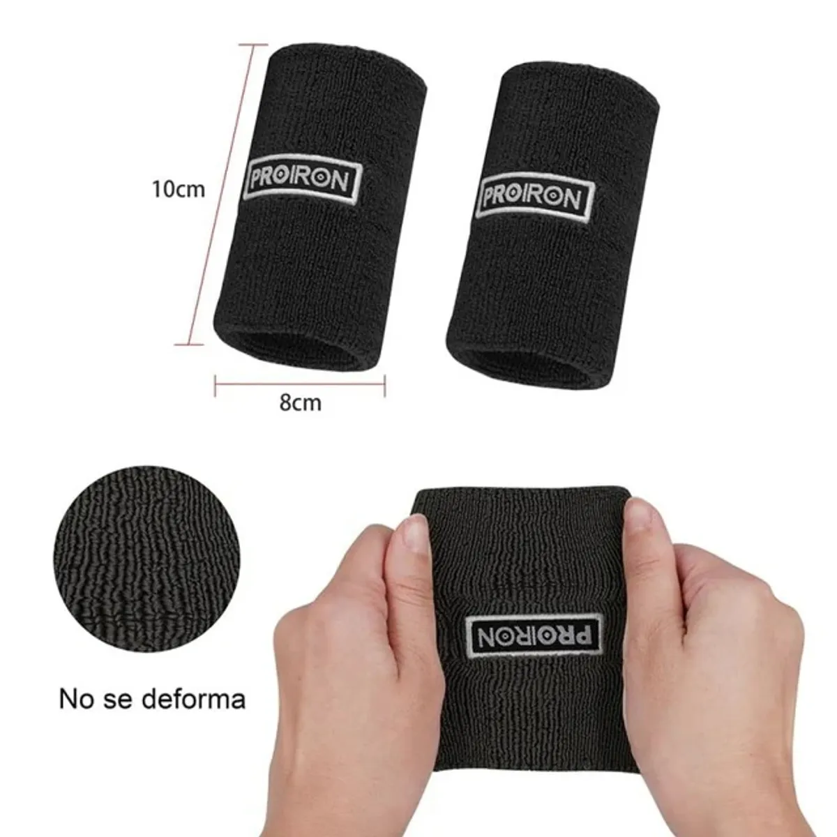 PROIRON - Muñequera Deportiva Ultra AbsorbenteNegro