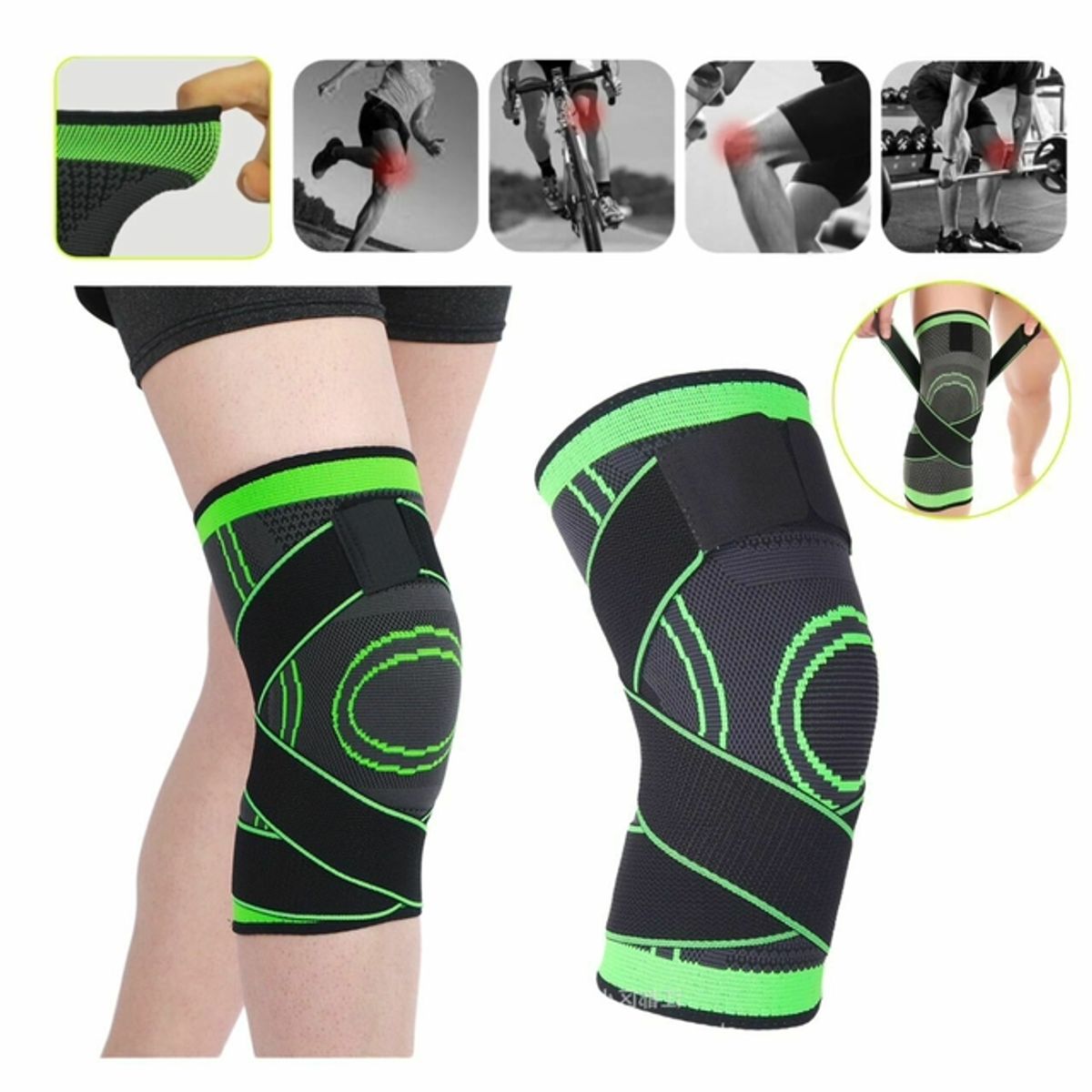 OEM - x2 Rodilleras Deportiva Elástica de Compresión Ajustable Velcro