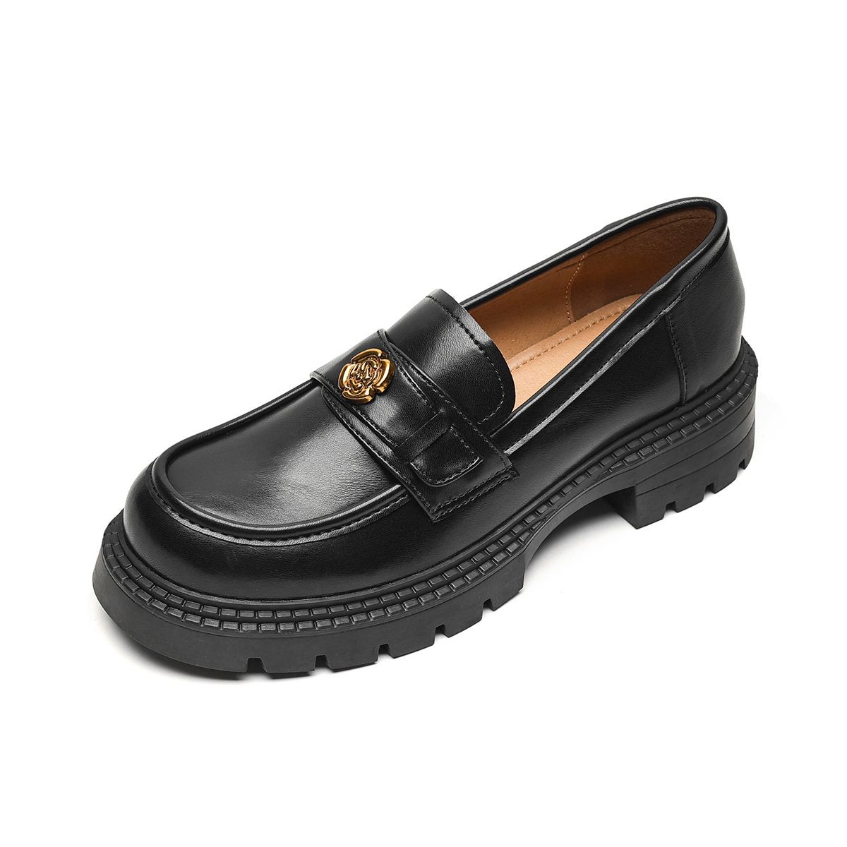 BLWOENS - Zapatos de cuero casuales para mujeres - Negro