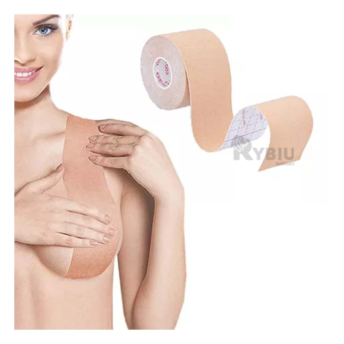 RYBIU IMPORT - Cinta Comoda para Bustos en Color Nude Y+Papel de Regalo