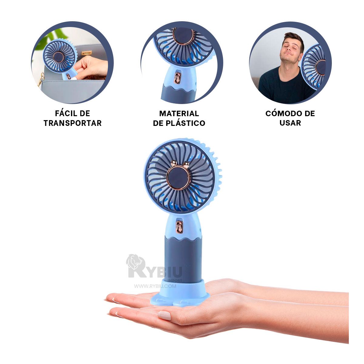 GENERICO - Ventilador Pequeño de Color Azul Y+Papel de Regalo