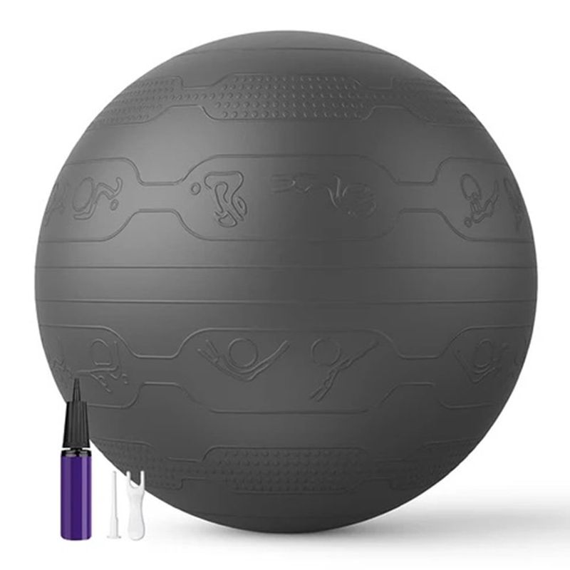 PROIRON - Pelota de Yoga de 65cm con Ilustraciones Negro