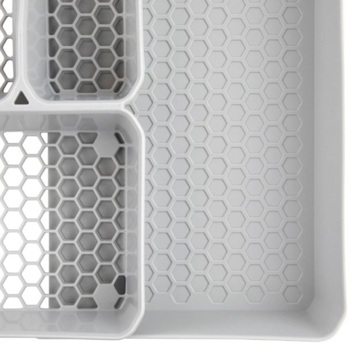 SPECTRUM - Bandeja porta cubiertos expandible 6 divisiones Hexa gris