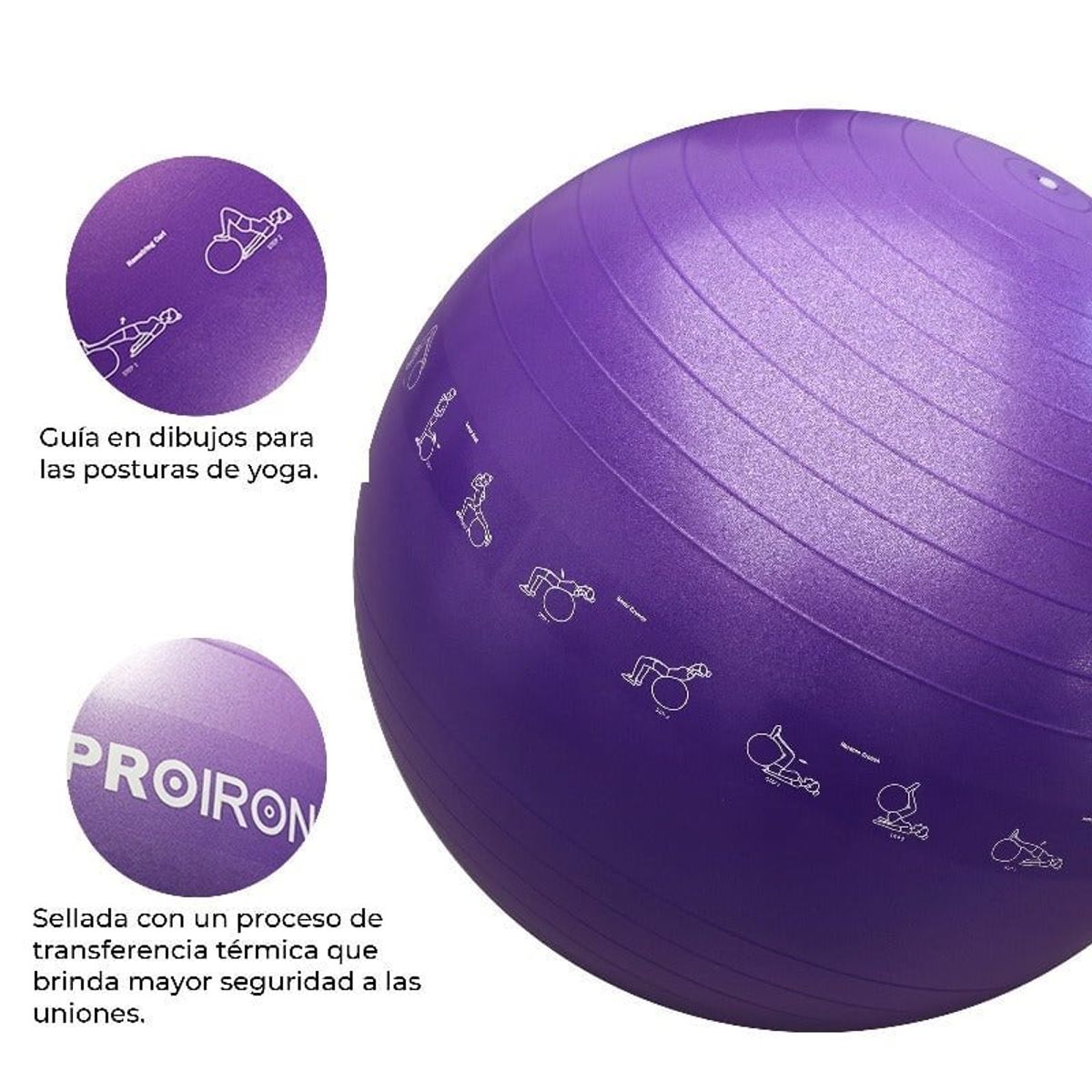 PROIRON - Pelota de Yoga y Pilates de 65cm Morado