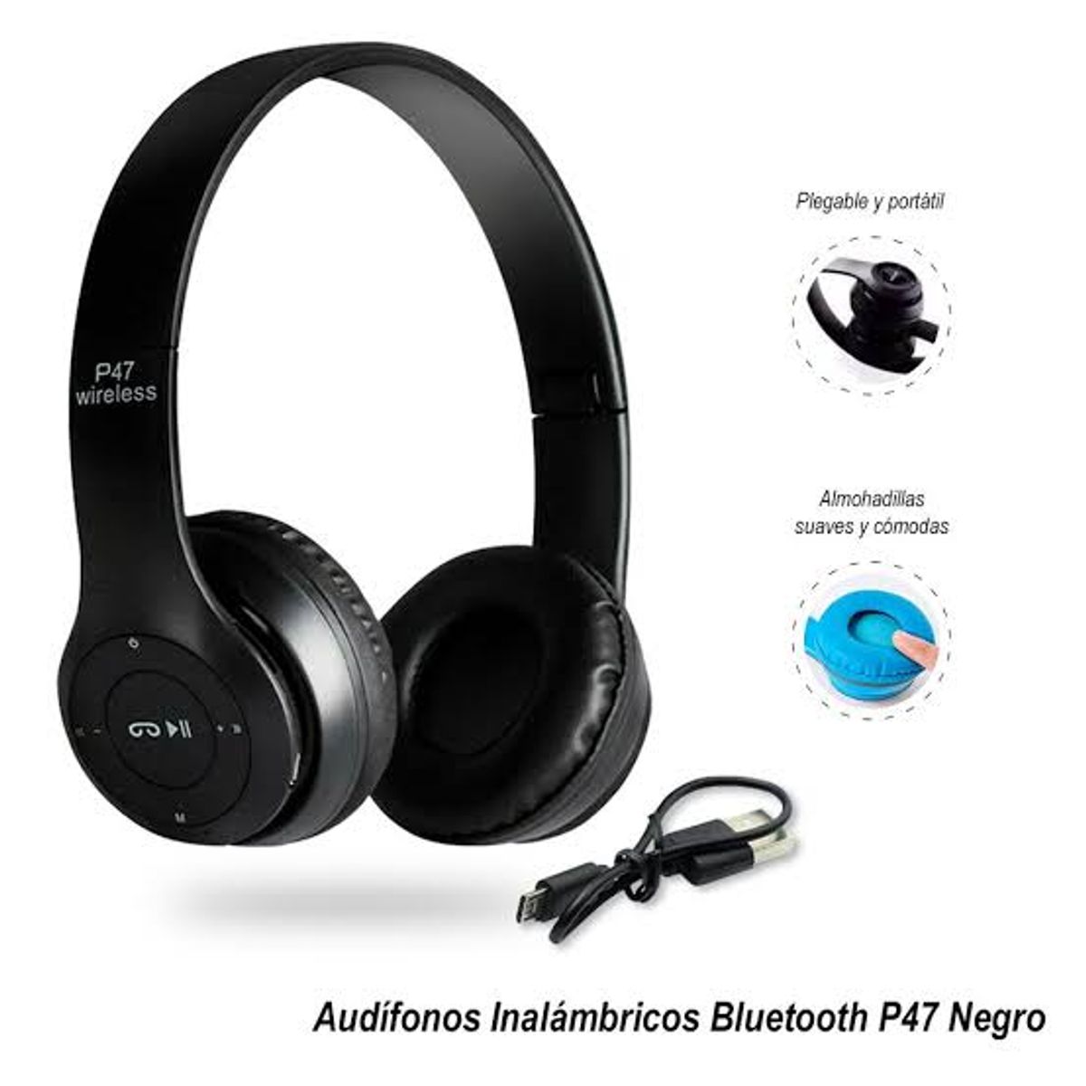 GENERICO - Auriculares Plegables Inalámbricos P47 Negro