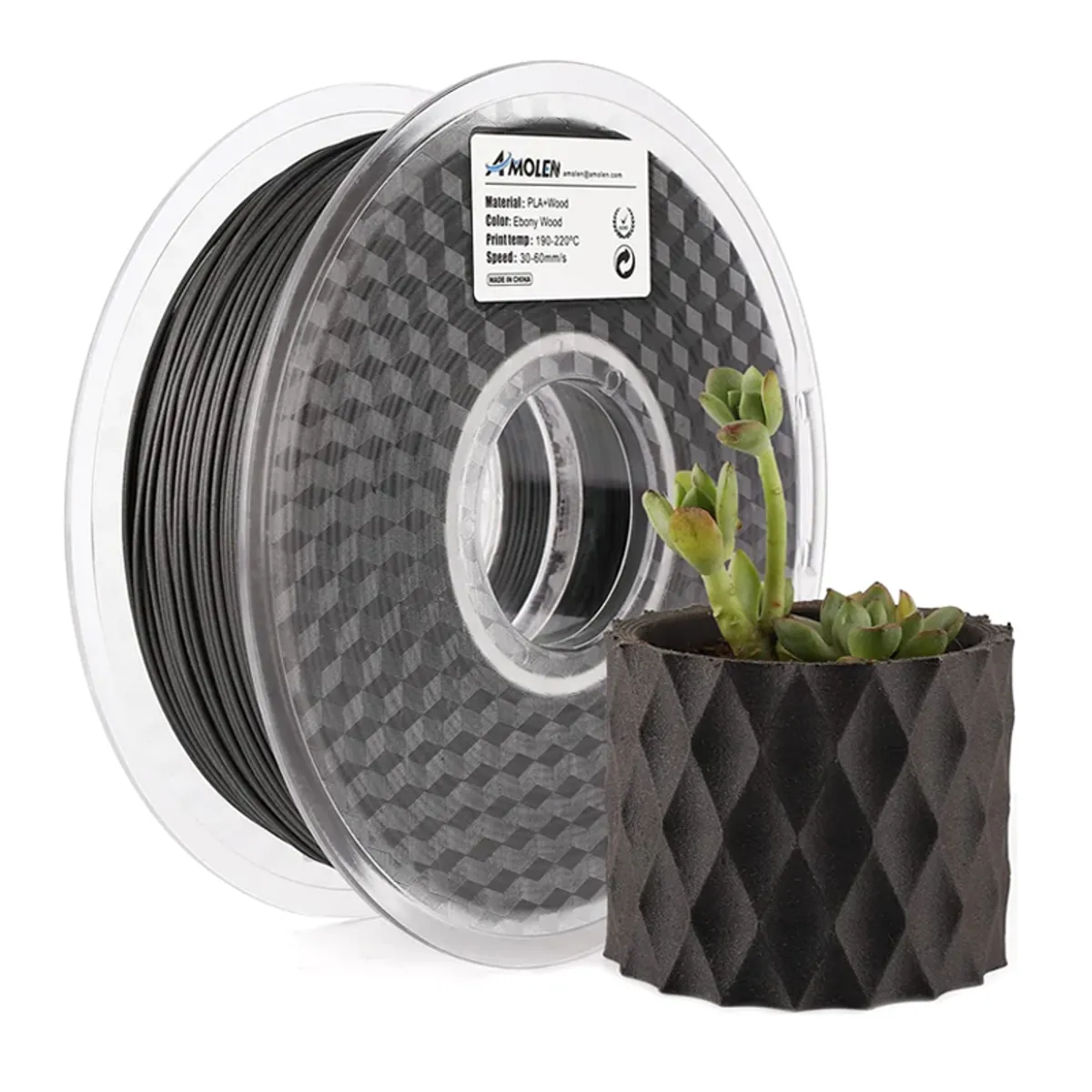 AMOLEN - Filamento Madera PLA para impresora 3D color Bambu Oscuro