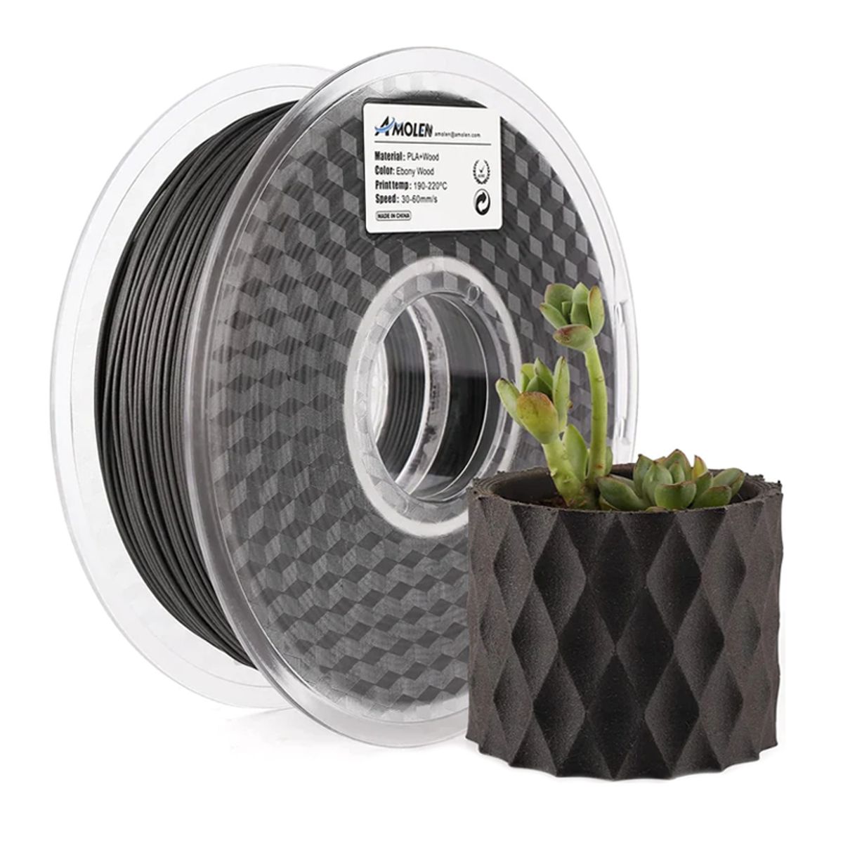 AMOLEN - Filamento Madera PLA para impresora 3D color Bambu Oscuro