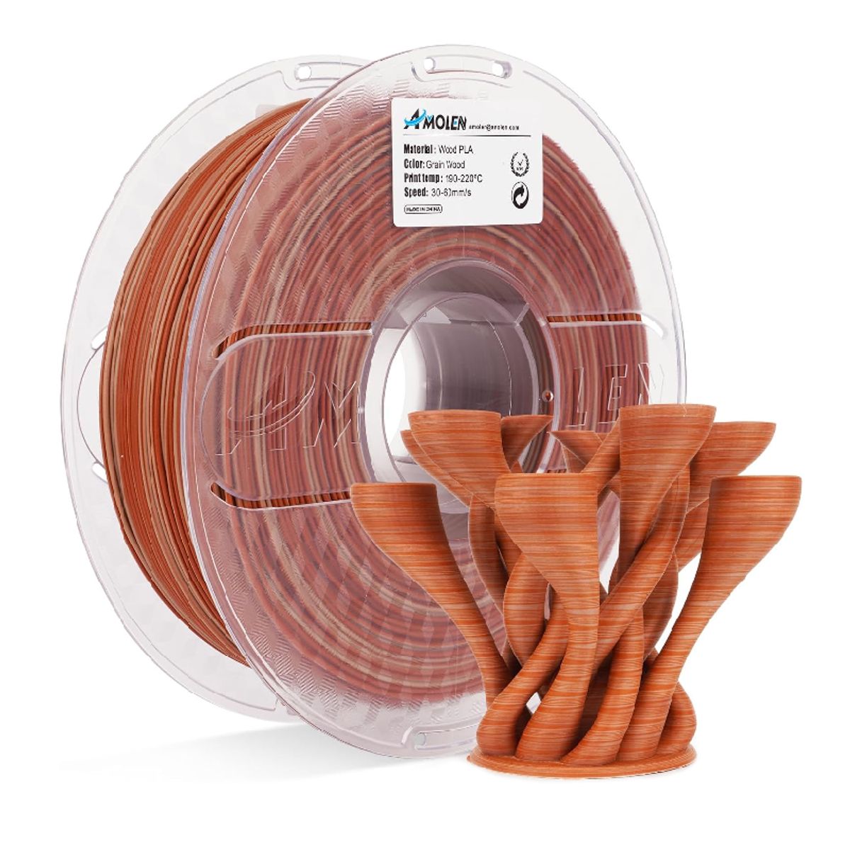 AMOLEN - Filamento Madera PLA para impresora 3D color Multicolor Nogal