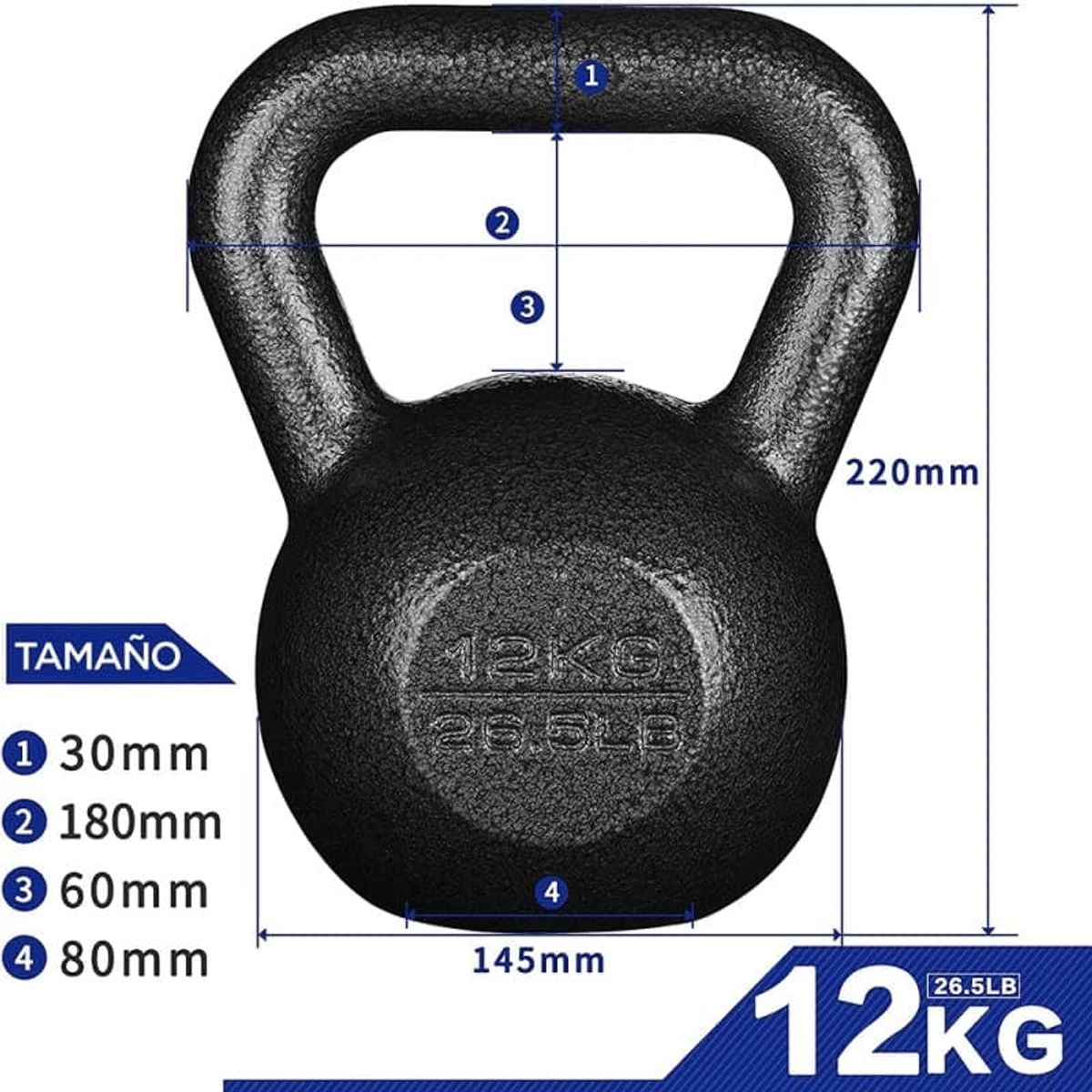 PROIRON - Pesa Rusa o Kettlebell de Hierro Fundido 12KG
